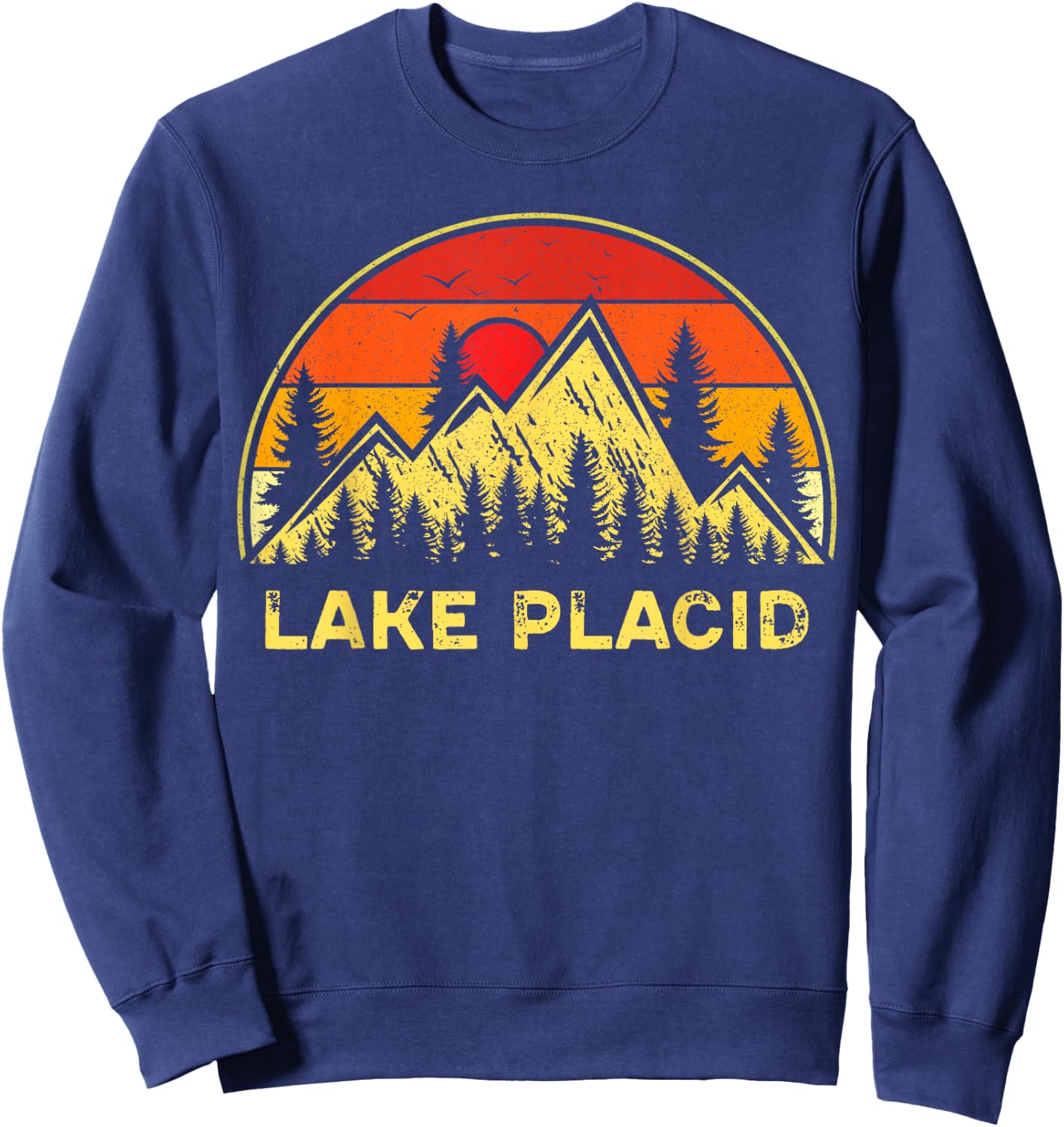 Vintage Lake Placid New York NY Mountains Hiking Souvenir Sweatshirt - Sweatshirt | Navy