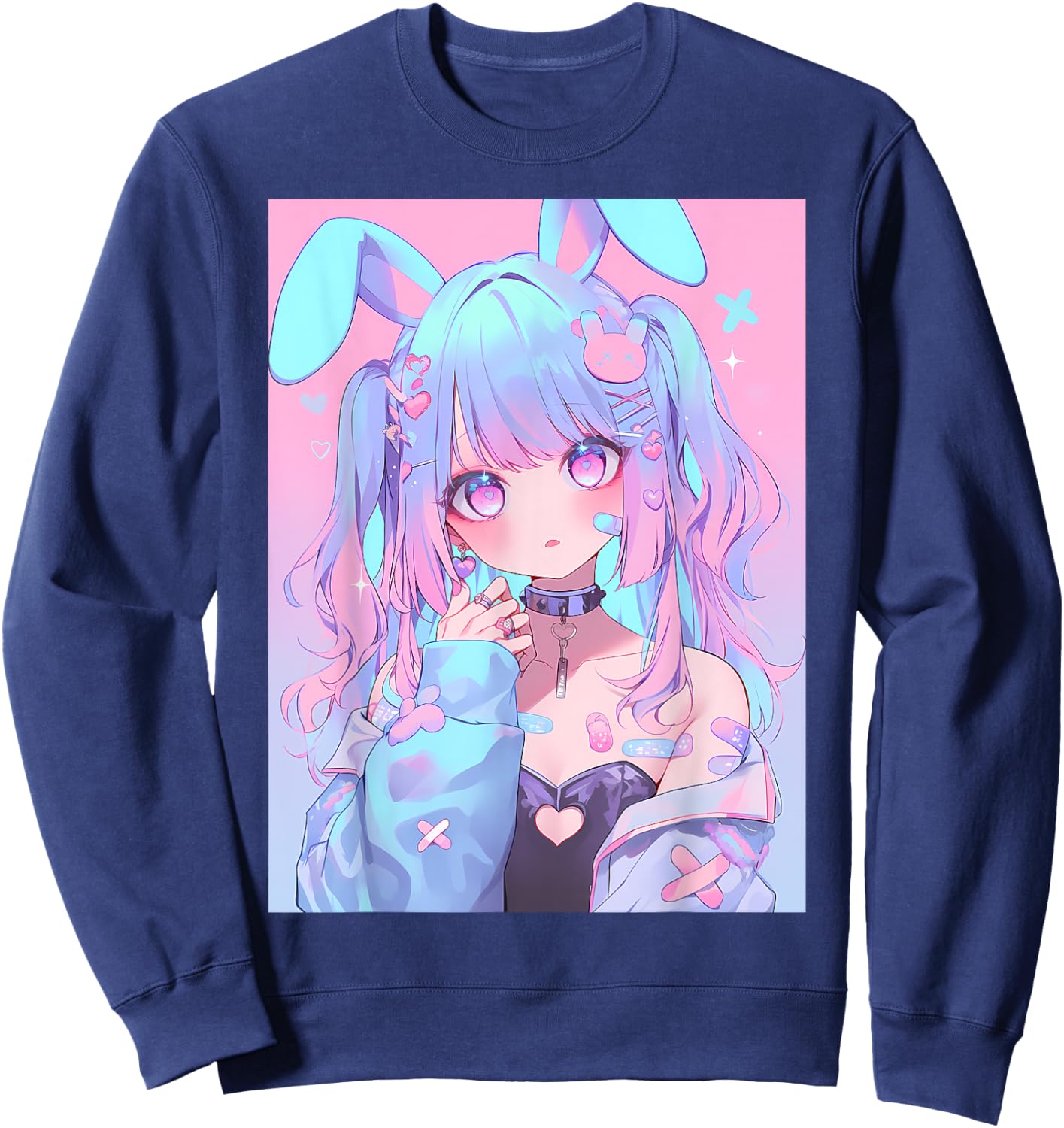 Kawaii Anime Bunny Rabbit Girl Manga Sweatshirt - Sweatshirt | Navy