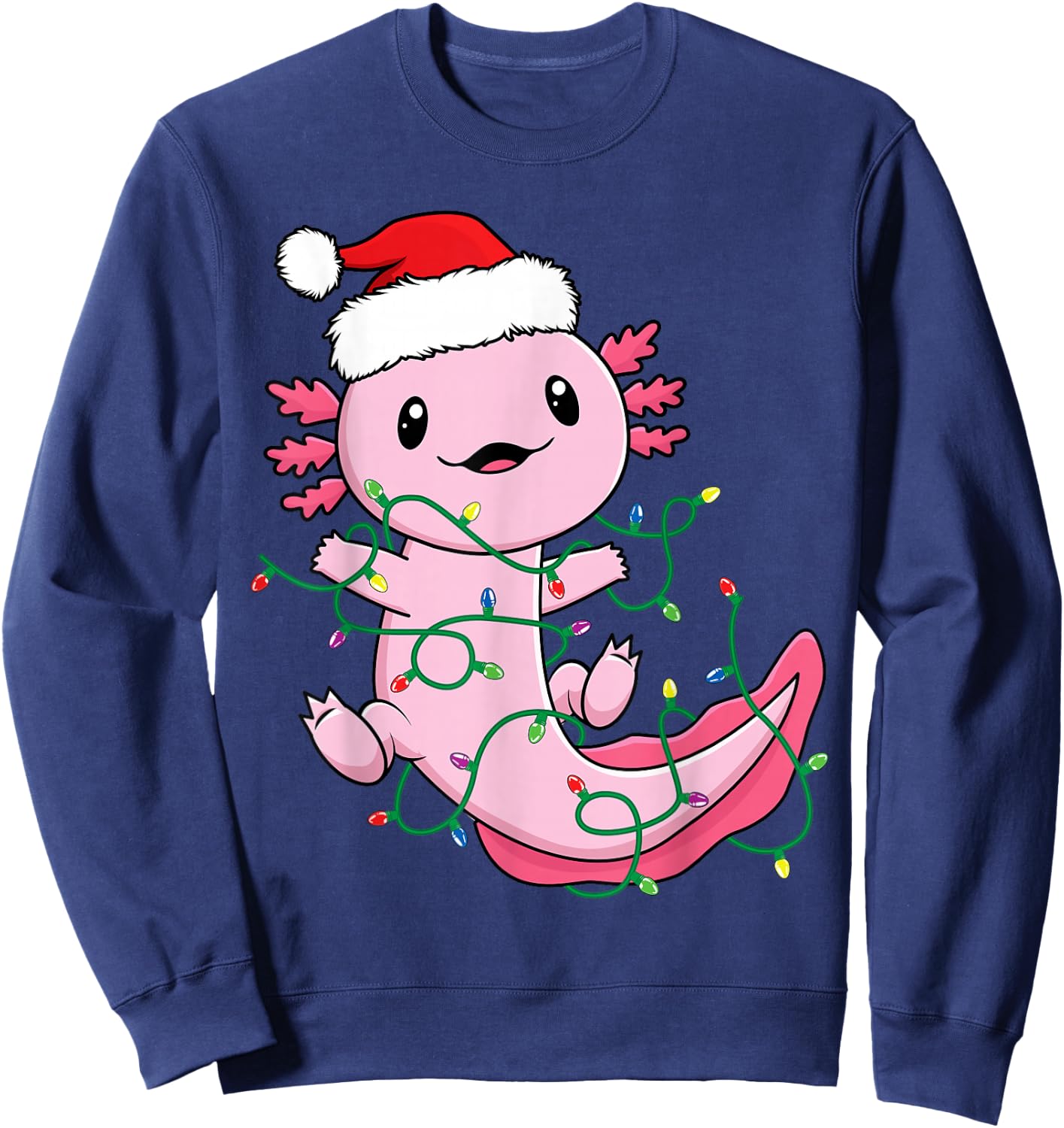 Funny Axolotl Toddler Kids Boys Christmas Xmas Lights Sweatshirt - Sweatshirt | Navy