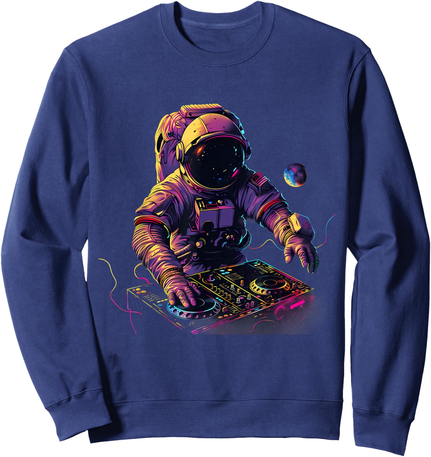 Astronaut DJ Dance Music House Techno Turntable DJ Astronaut Sweatshirt - Sweatshirt | Navy