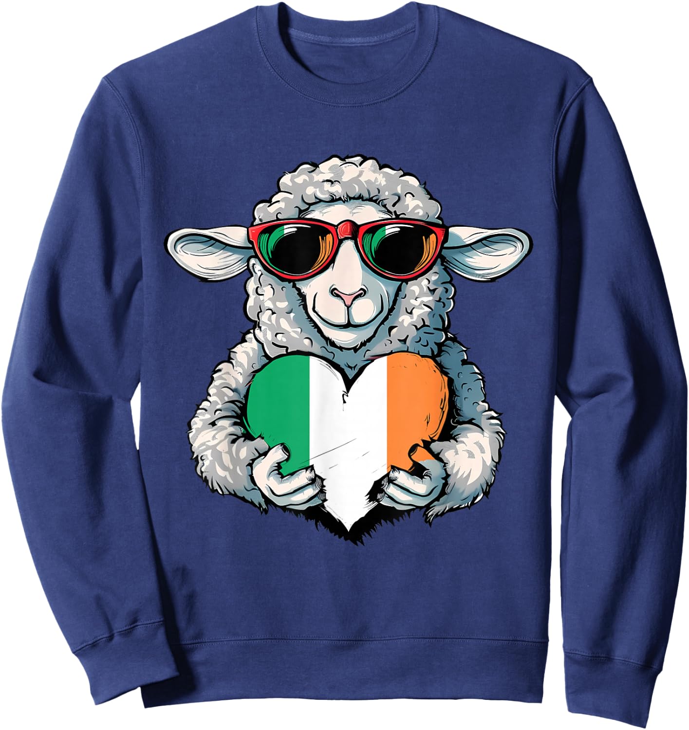 Irish Flag Ireland Heart Sheep Irish Roots Irish Pride Sweatshirt - Sweatshirt | Navy