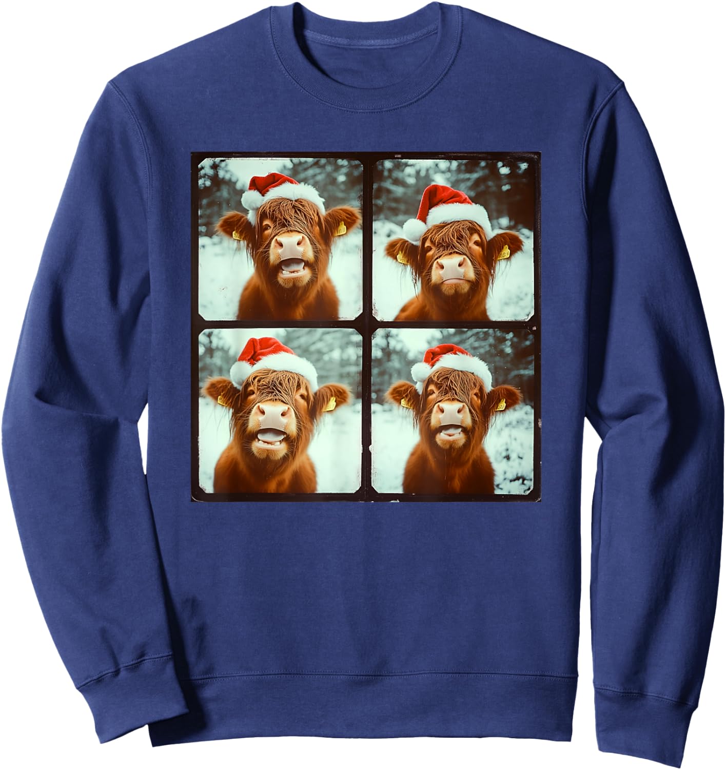 Love Cows Xmas Cow Lover Winter Highland Cow Christmas Sweatshirt - Sweatshirt | Navy