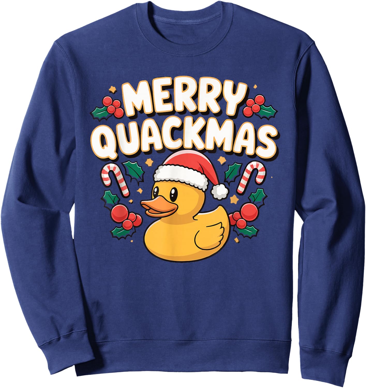 Merry Quackmas Christmas Rubber Duck Sweatshirt - Sweatshirt | Navy