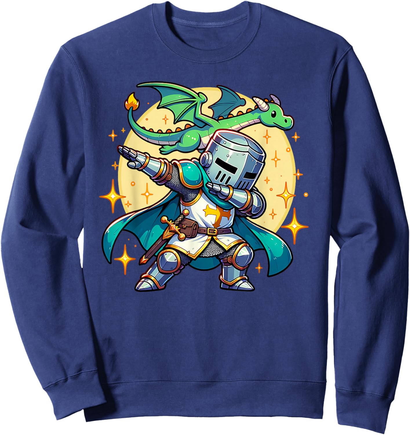 Dabbing Medieval Knight Dragon Funny Renaissance Ren Faire Sweatshirt - Sweatshirt | Navy