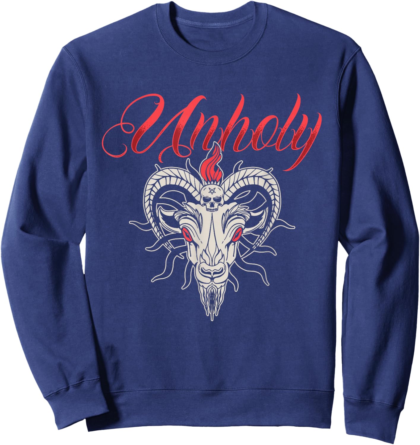 Unholy | Goat Hell | Satan Demon Sweatshirt - Sweatshirt | Navy
