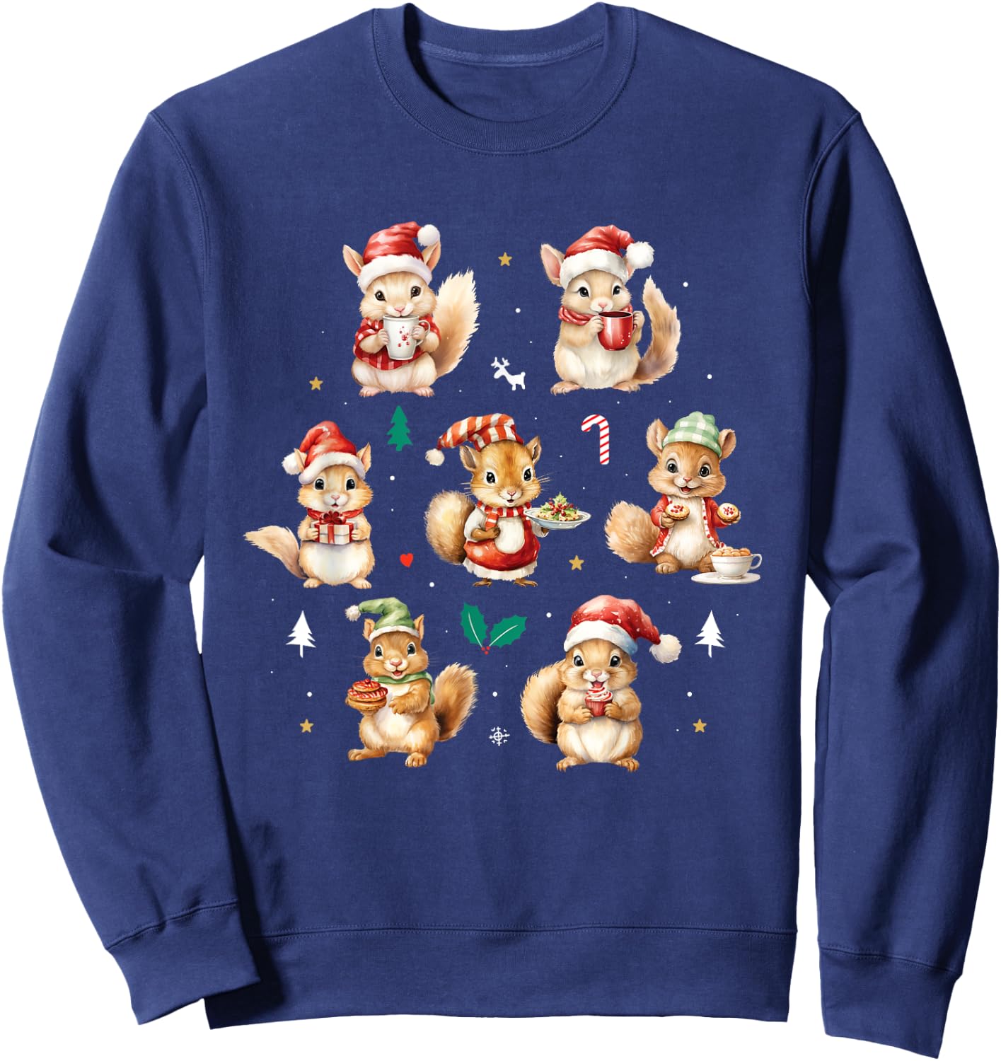 Squirrels Christmas Funny Squirrel Lover Animal Lover Sweatshirt - Sweatshirt | Navy