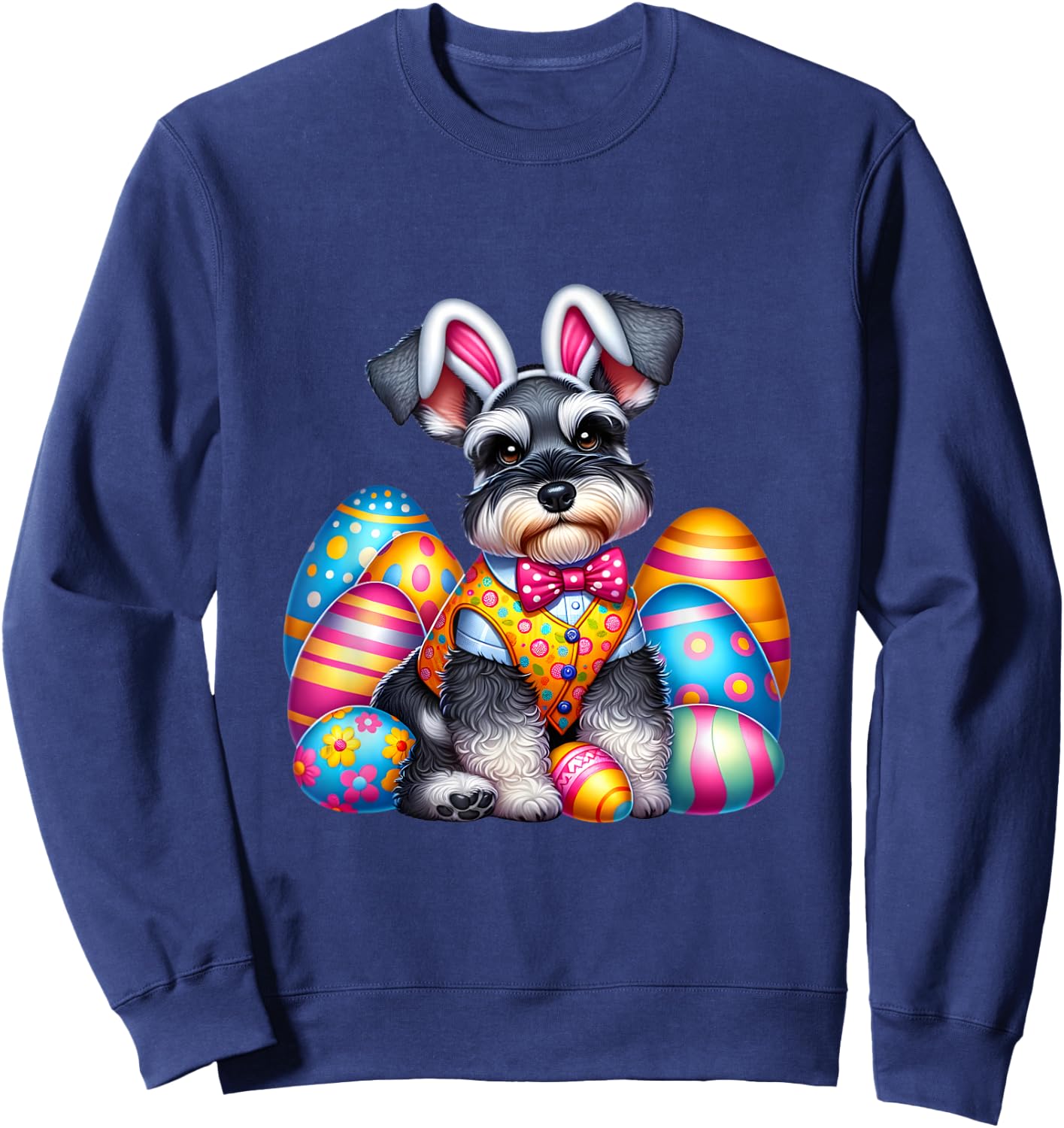 Funny Easter Day Miniature Schnauzer Bunny Costume Sweatshirt - Sweatshirt | Navy