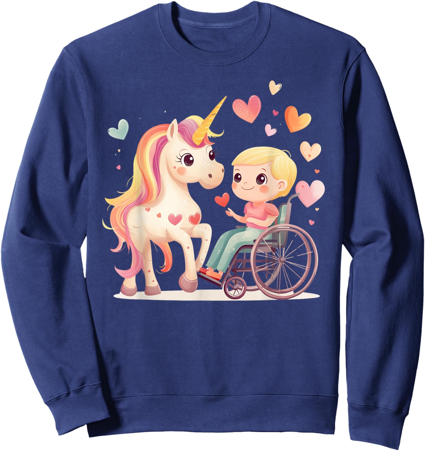Kids Wheelchair Accessories Girls Unicorn Wheelchair Girl Sweatshirt - Sweatshirt | Navy