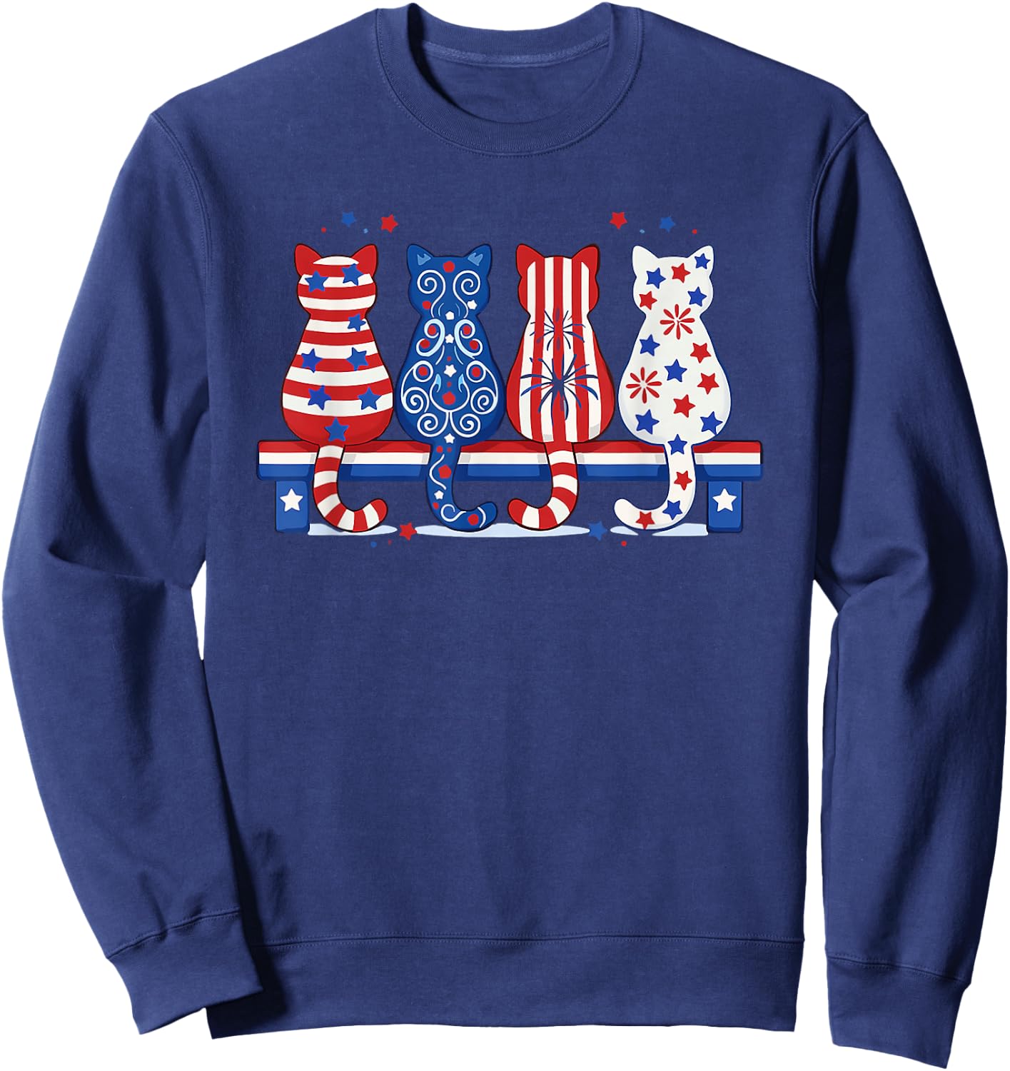 red White & Blue Cute Cats Sweatshirt - Sweatshirt | Navy