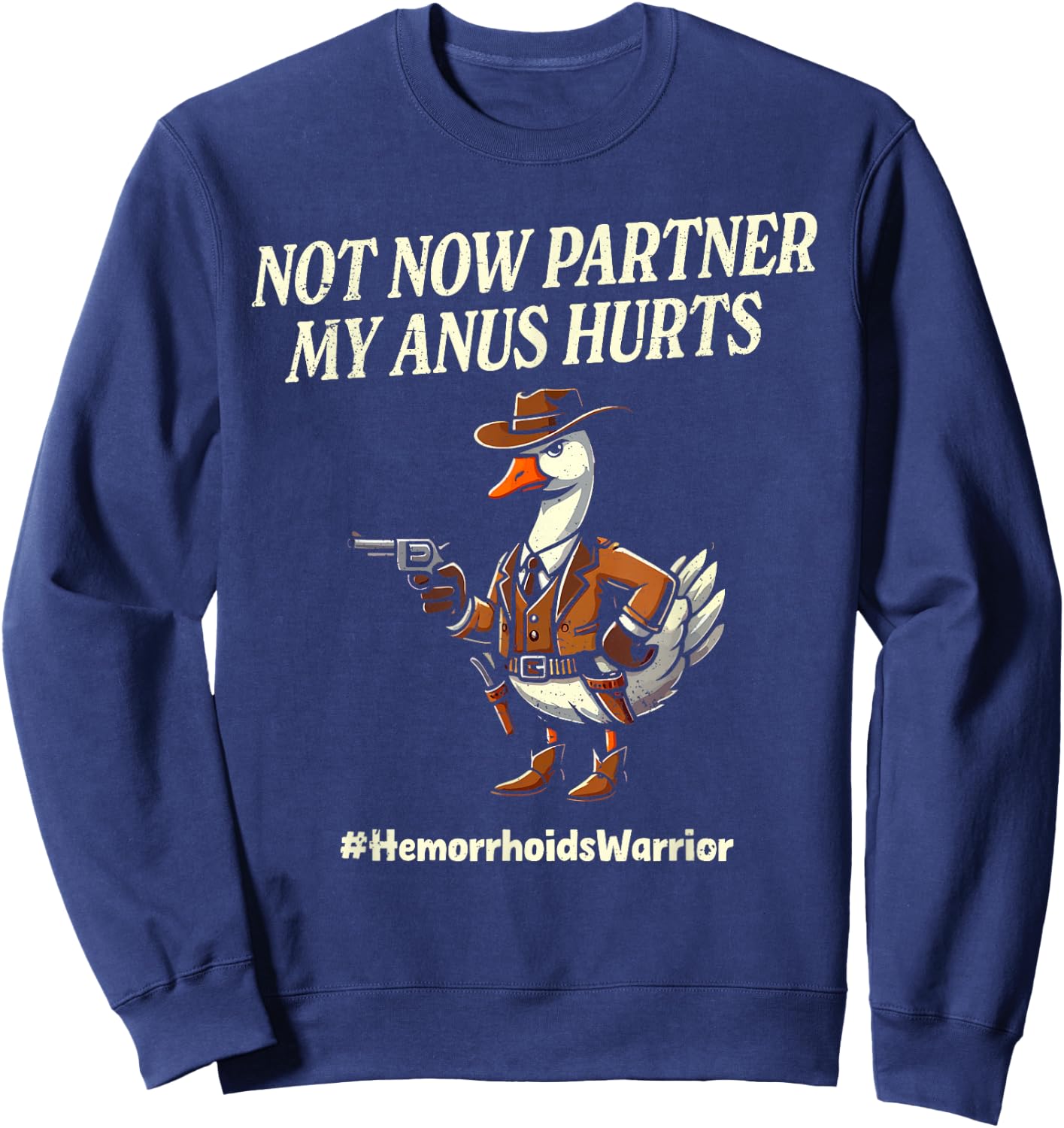 Funny Hemorrhoid Survivor Hemorrhoid Conqueror Sweatshirt - Sweatshirt | Navy