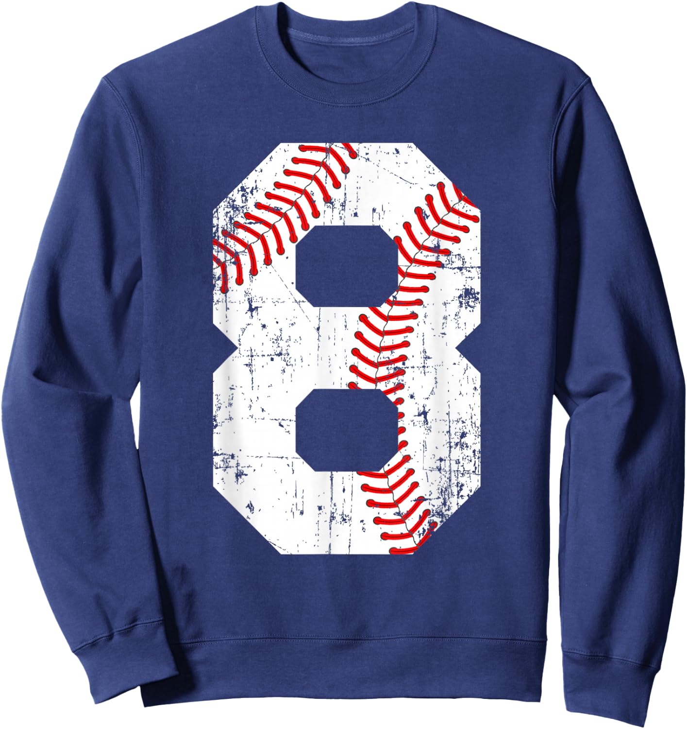 Vintage Baseball 8 Jersey Number Sweatshirt - Sweatshirt | Navy