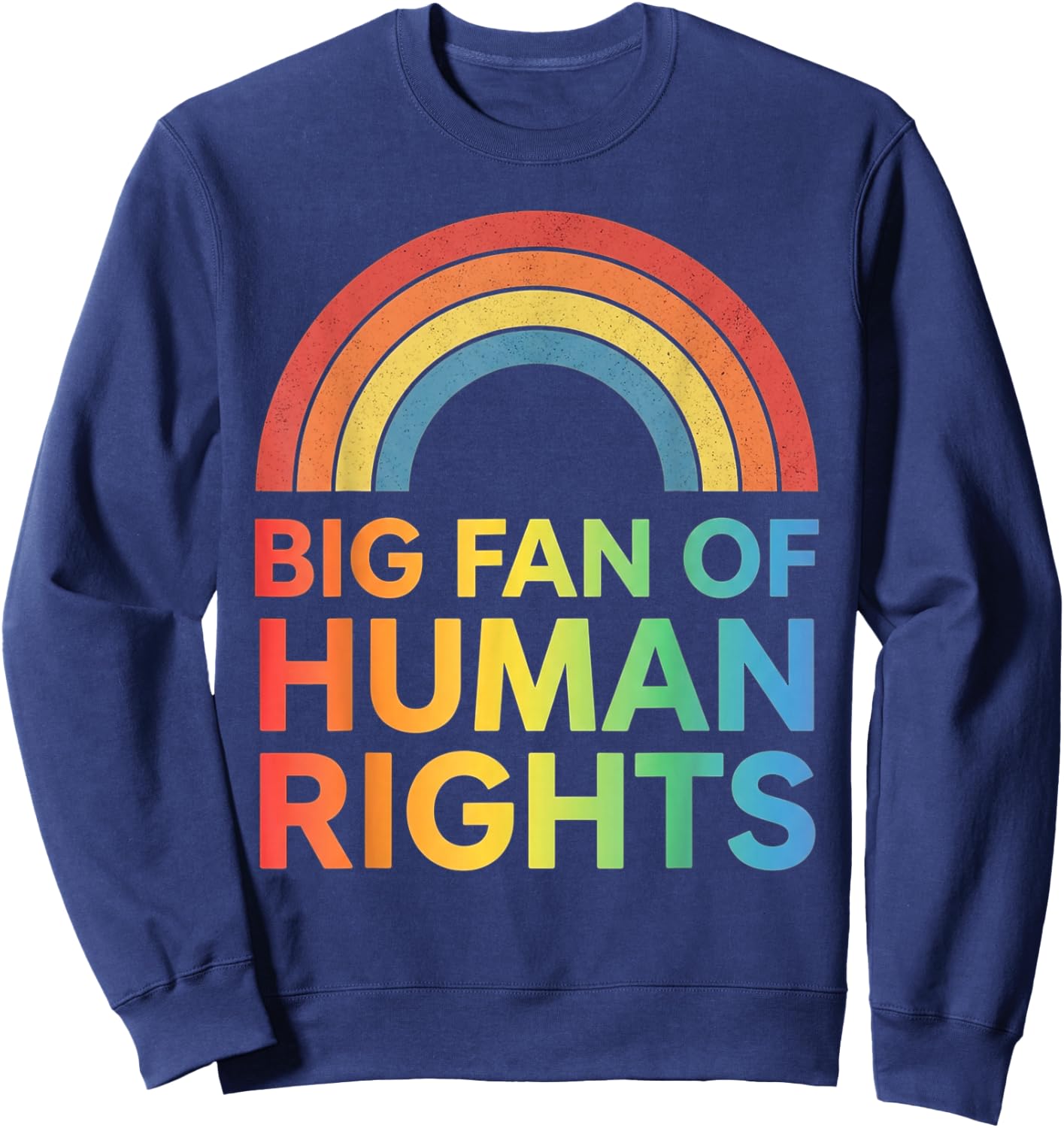 Big Fan of Human Rights Rainbow Equality Vintage Men Women Sweatshirt - Sweatshirt | Navy