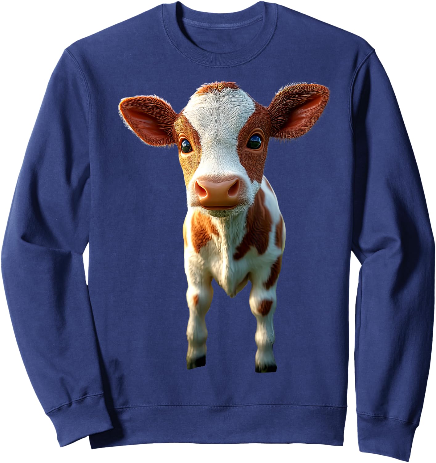 Cow Cattle Farmer Milk Vegan Calf Cows Farm Cute Cow Sweatshirt - Sweatshirt | Navy