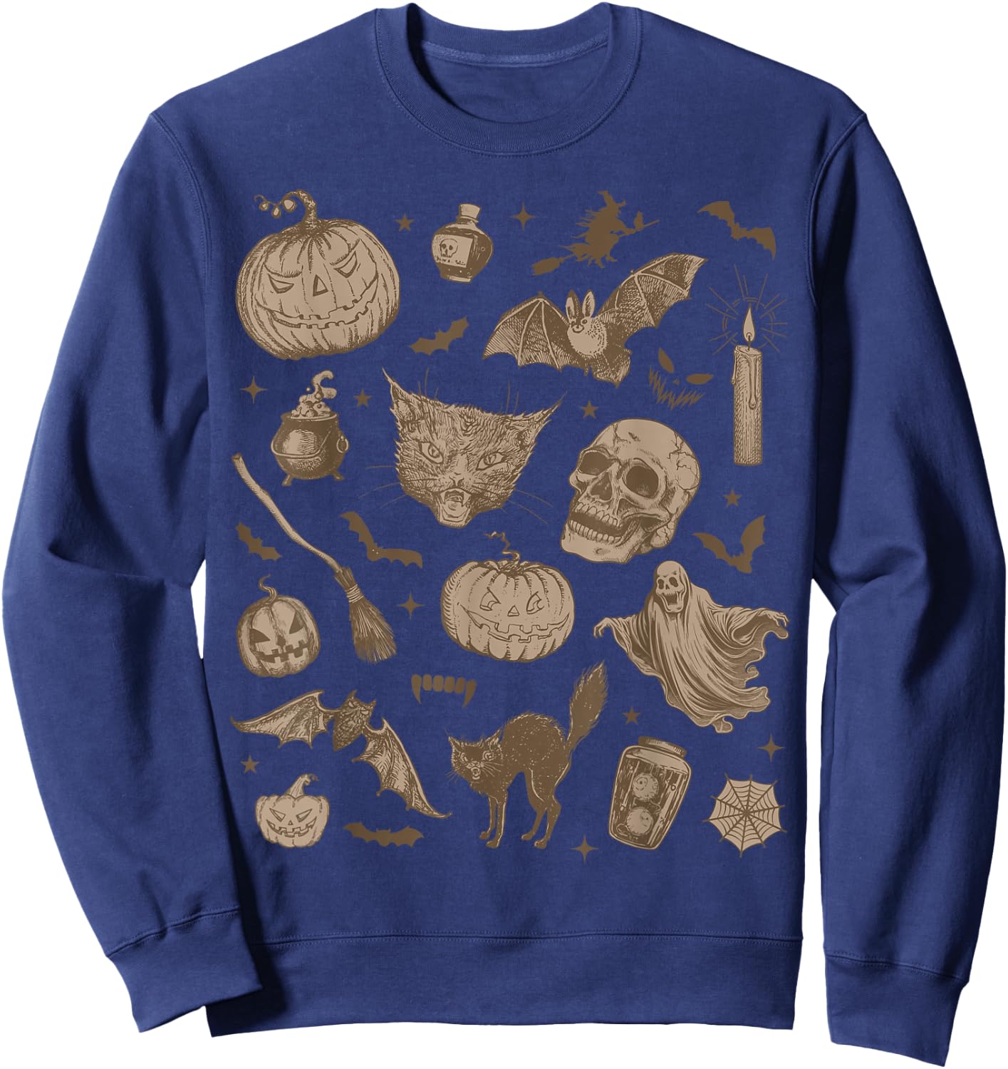 Halloween Vintage 90s Aesthetic Cute Witchy Retro Graphic Sweatshirt - Sweatshirt | Navy