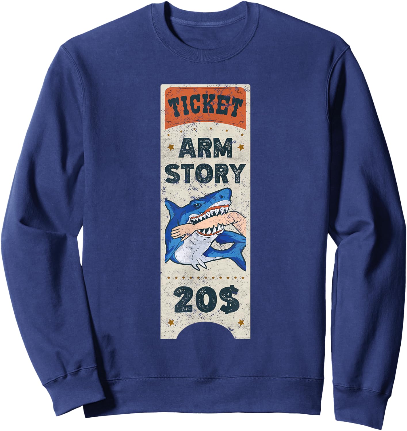 Amputee Funny Arm Story Amputation Surgery Shark Humor Sweatshirt - Sweatshirt | Navy