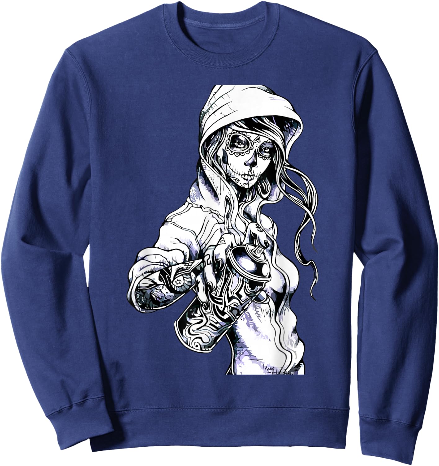 Graffiti Tag Skeleton Ghetto Girl Sweatshirt - Sweatshirt | Navy