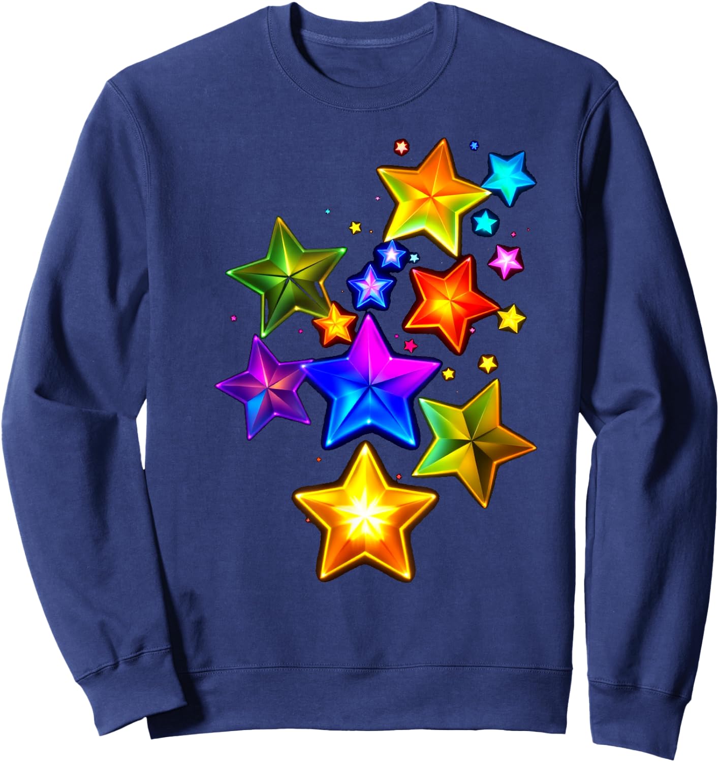 Lebendige Bunte Sterne Sweatshirt - Sweatshirt | Navy