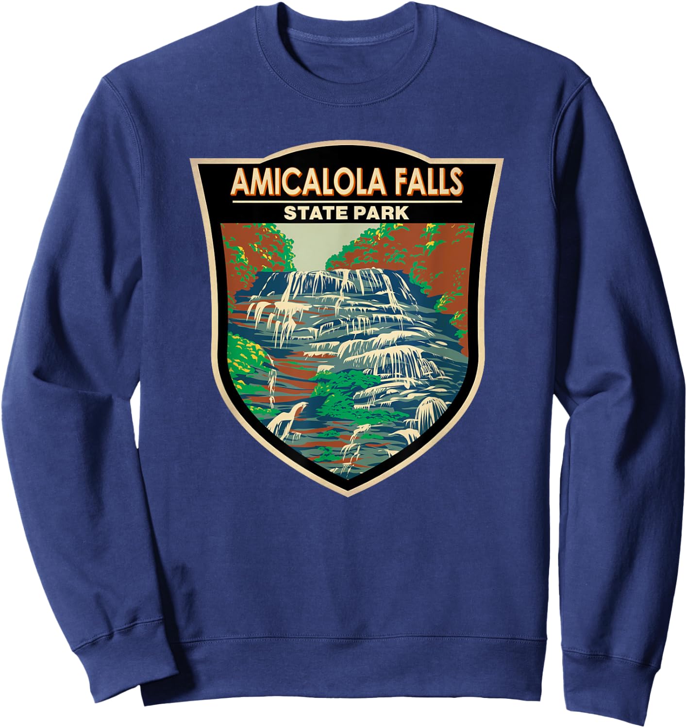 Amicalola Falls State Park Georgia Badge Vintage Sweatshirt - Sweatshirt | Navy