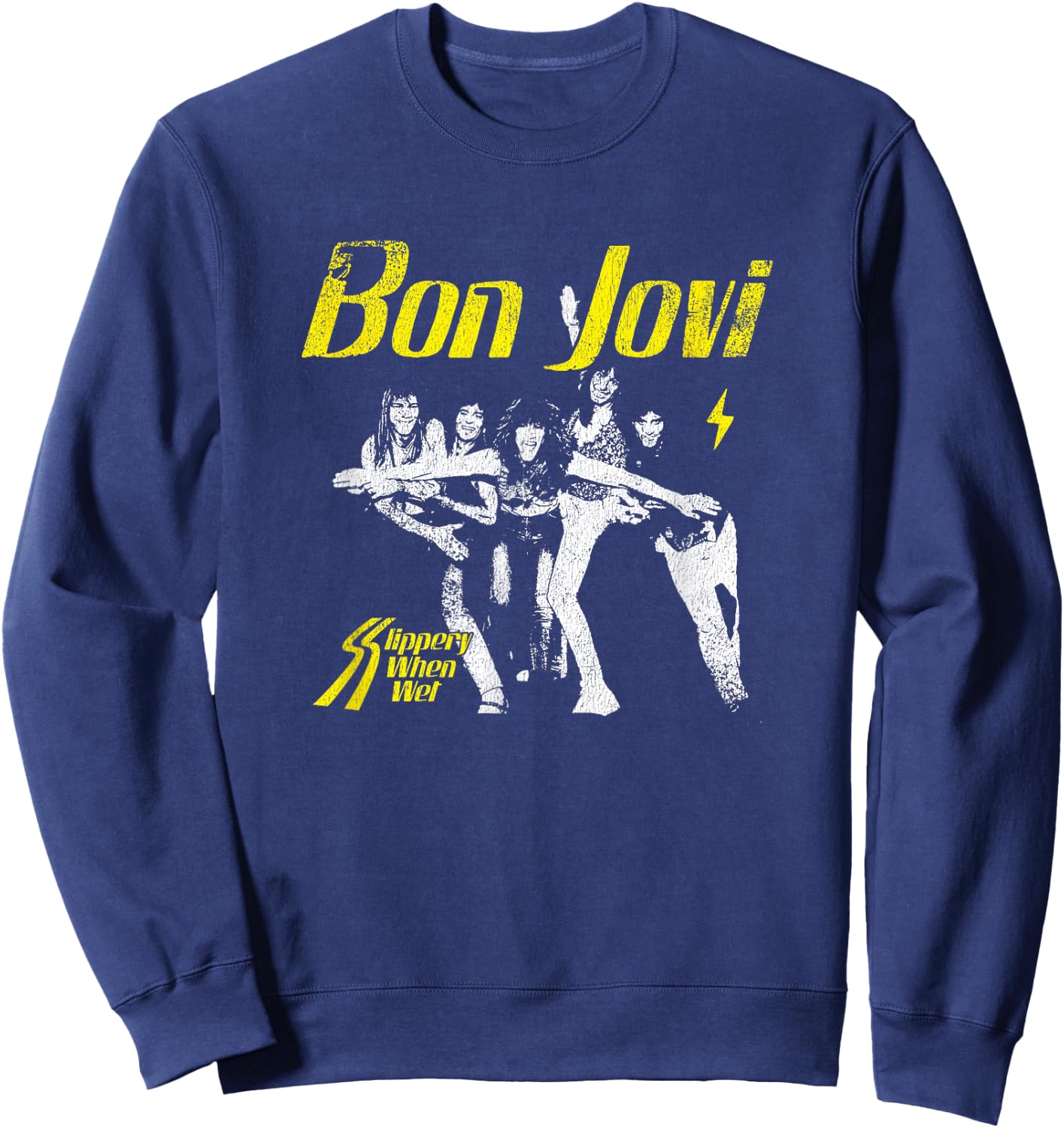 Offizieller Bon Jovi Slippery When Wet Sweatshirt - Sweatshirt | Navy