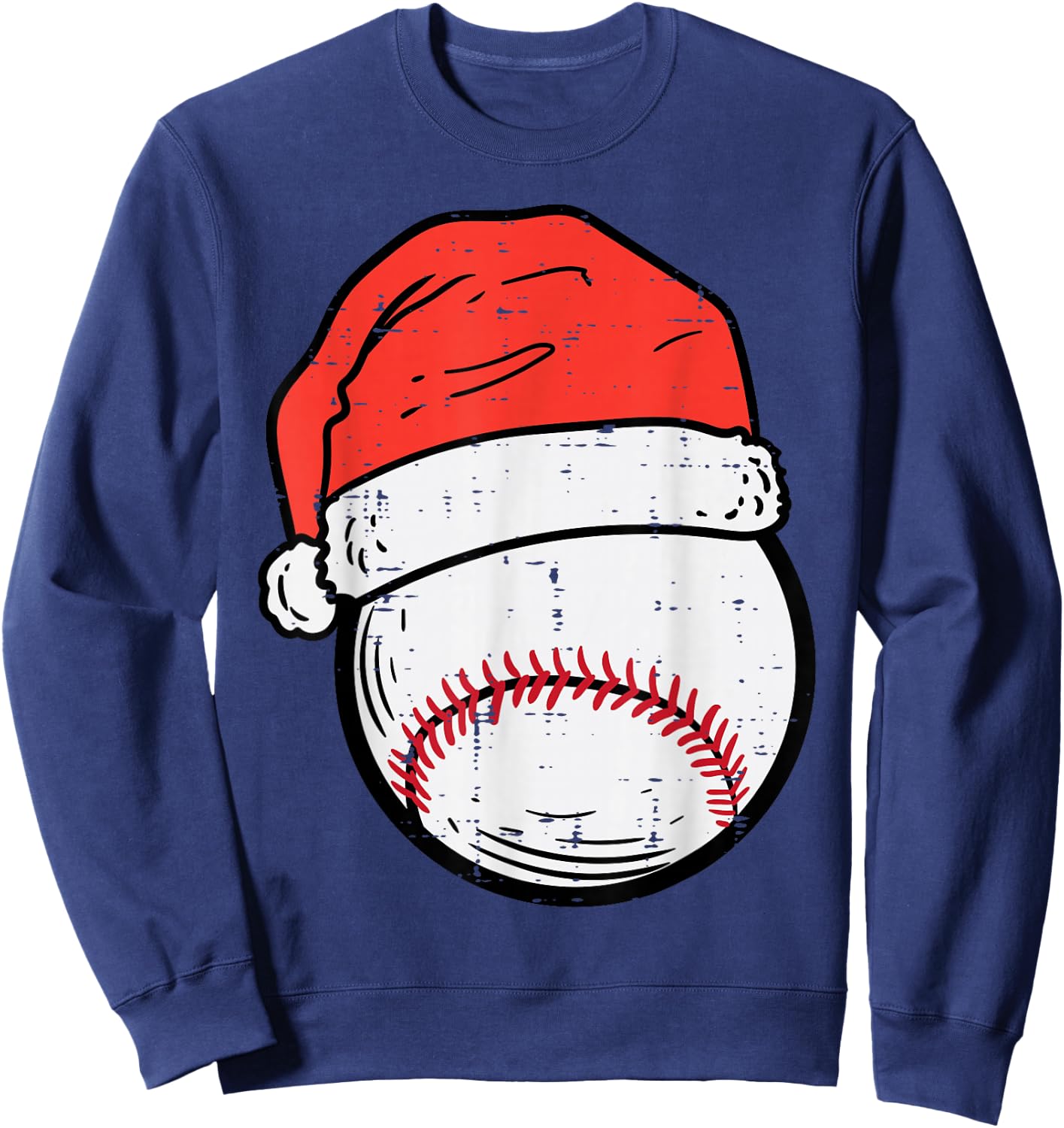 Baseball Santa Hat Sports Christmas Xmas Boys Men Sweatshirt - Sweatshirt | Navy