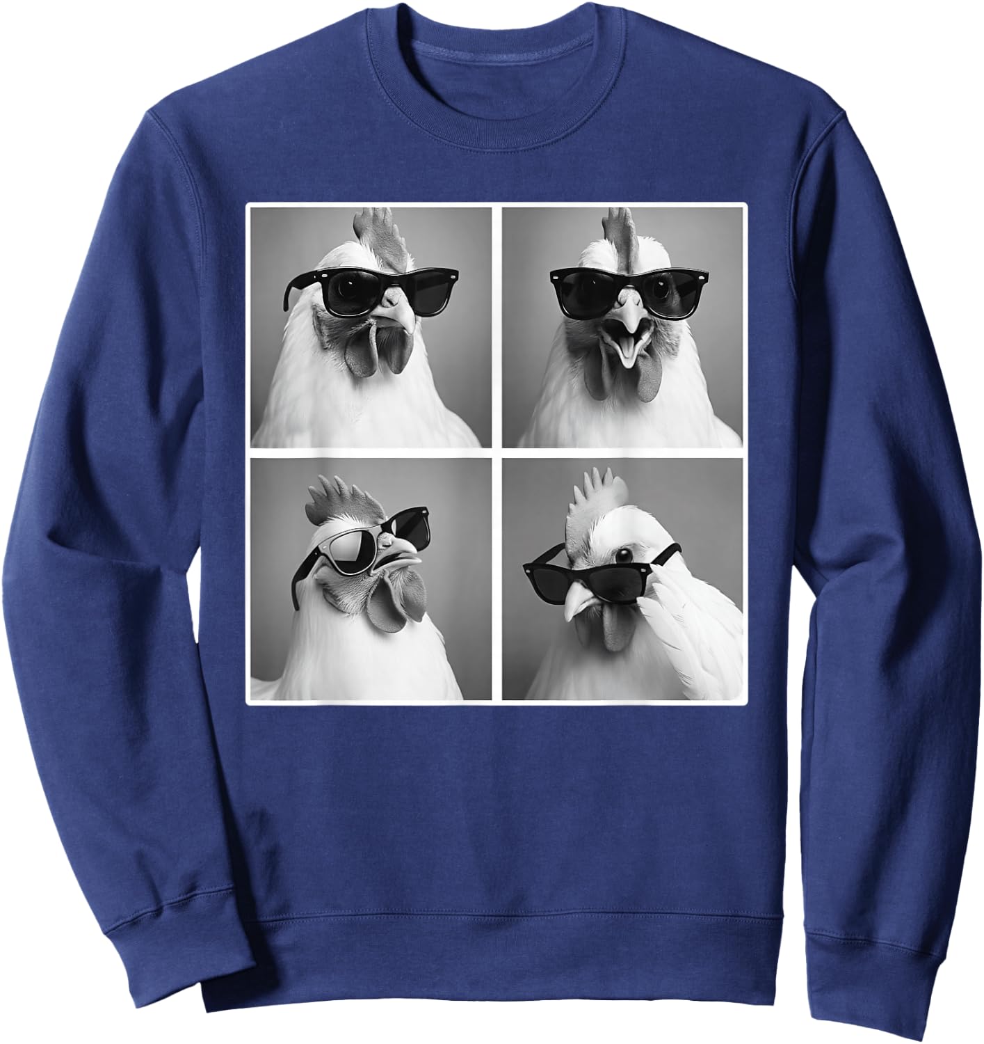 Chicken in Photobooth | Rooster with Sunglasses Sweatshirt - Sweatshirt | Navy
