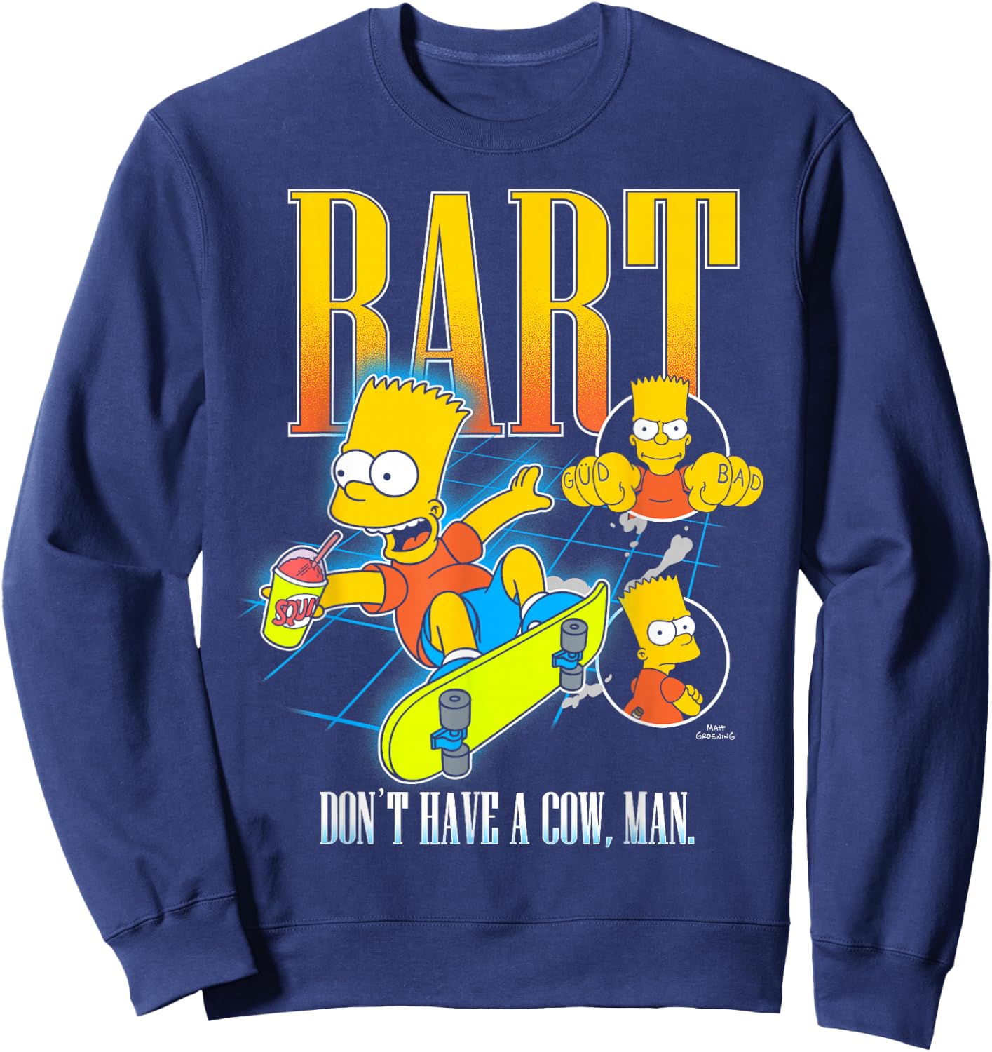 The Simpsons Bart Don't Have A Cow Man Skateboarding Montage Sweatshirt - Sweatshirt | Navy