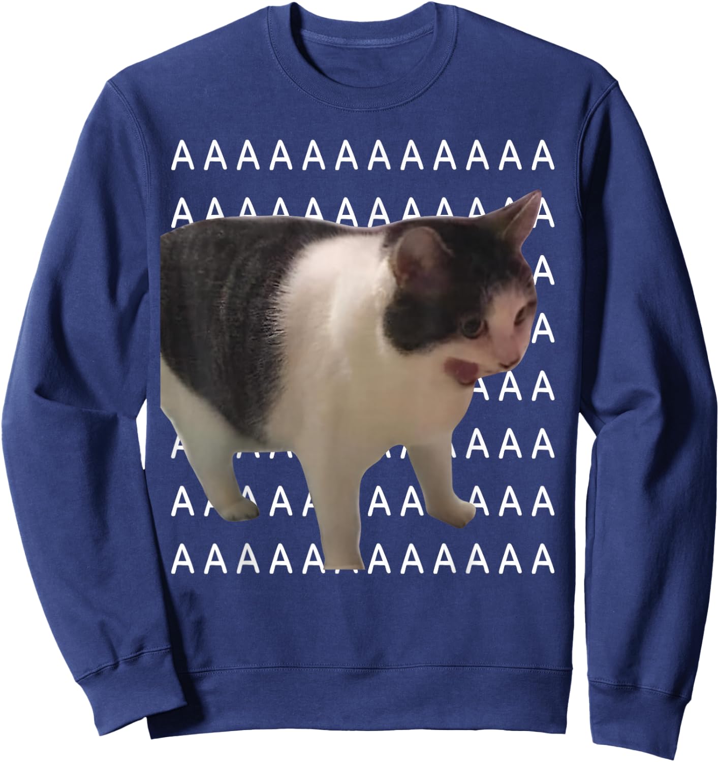 Screaming Cat Meme Angry Cat Sweatshirt - Sweatshirt | Navy