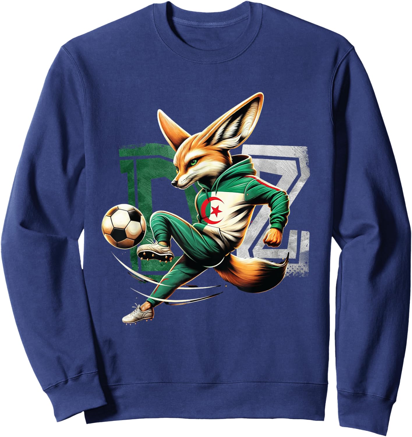 Fennec Algerian Flag Football Gift Jersey Dz , Black, S Sweatshirt - Sweatshirt | Navy