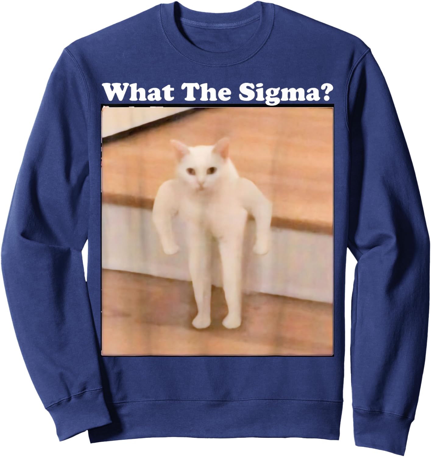What Sigma Meme Cat Meme Internet Memes Funny Meme Gen Z Pun Sweatshirt - Sweatshirt | Navy