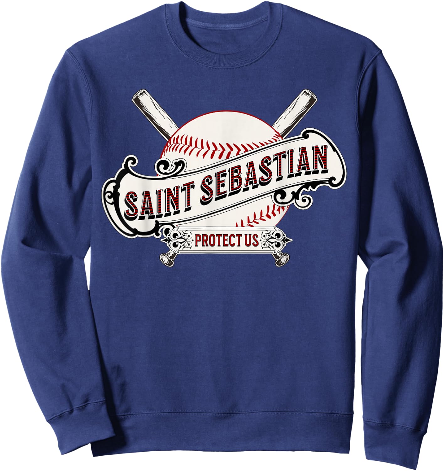 St Sebastian Patron Saint of Baseball Prayer Sports Athletes Sweatshirt - Sweatshirt | Navy