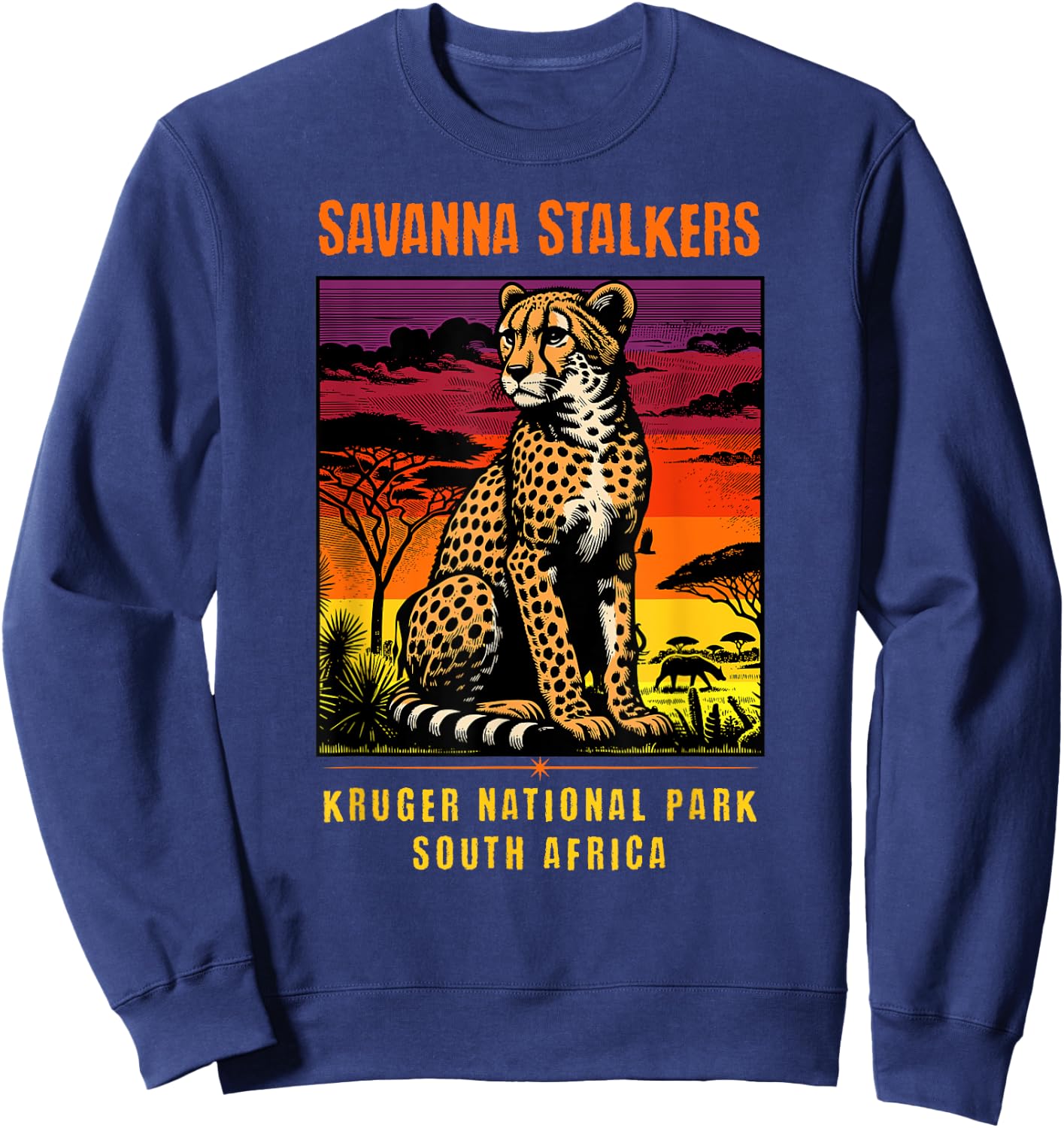 Cheetah Savanna Stalkers Kruger National Park South Africa Sweatshirt - Sweatshirt | Navy