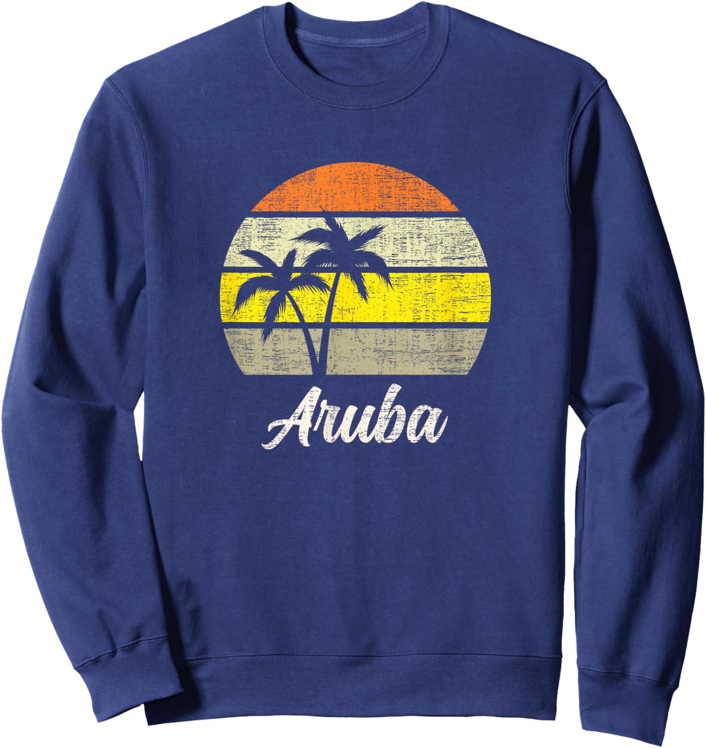 Vintage Aruba Caribbean 70s Retro Beach Surf Love Aruba Sweatshirt - Sweatshirt | Navy