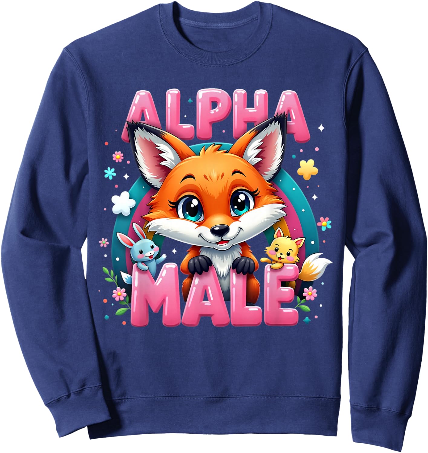 Fox Alpha Cute Foxes Meme Male Humor or Women Sweatshirt - Sweatshirt | Navy