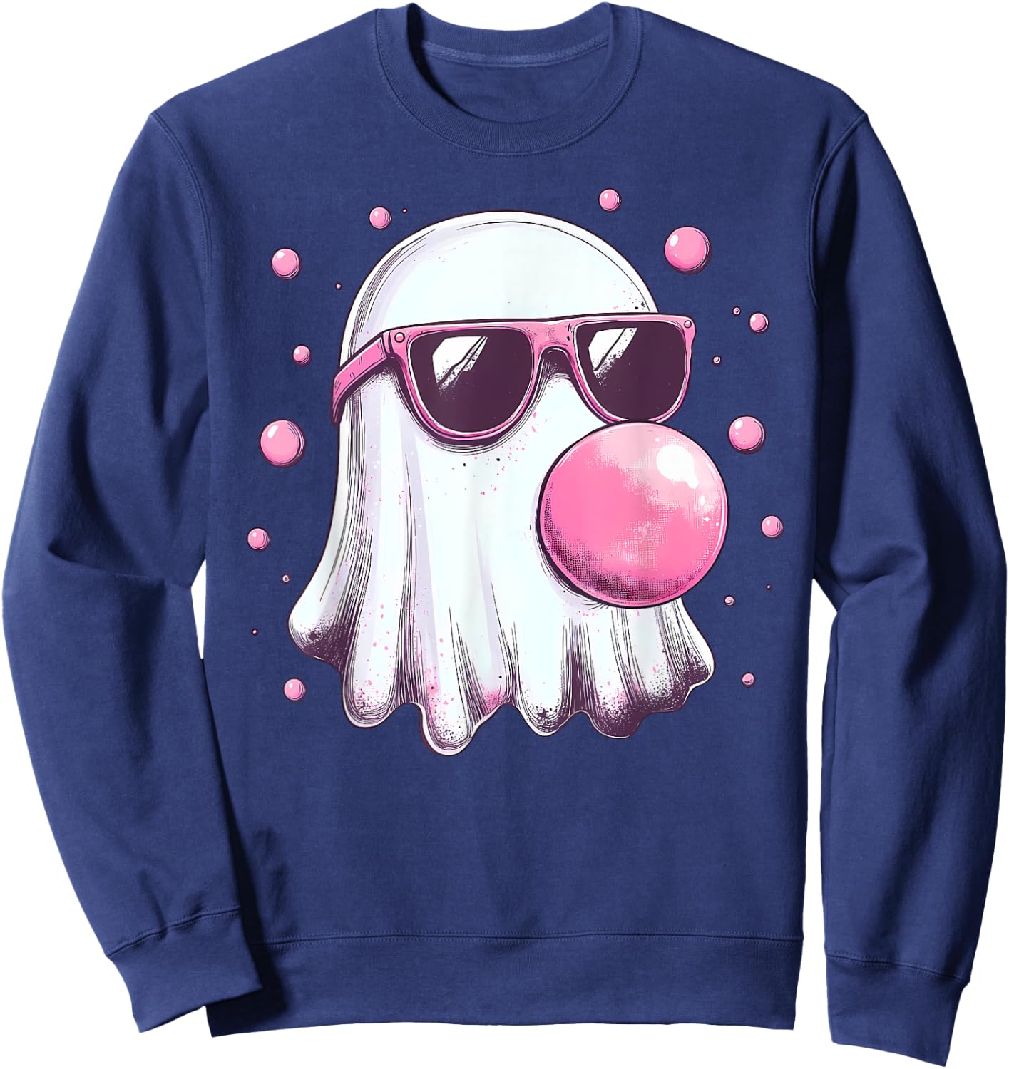 Cute Pink Ghost Bubble Gum Halloween Costume Women Kids Sweatshirt - Sweatshirt | Navy