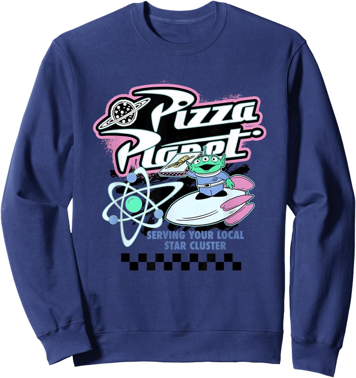 Disney Pixar Toy Story Pizza Planet Retro Neon Retro Poster Sweatshirt - Sweatshirt | Navy
