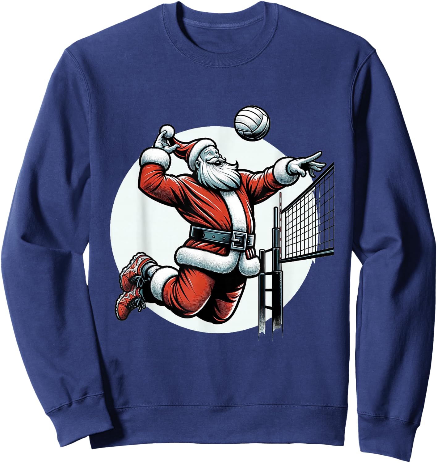 Volleybal Santa Claus Playing Volleybal Spiking Over The Net Sweatshirt - Sweatshirt | Navy