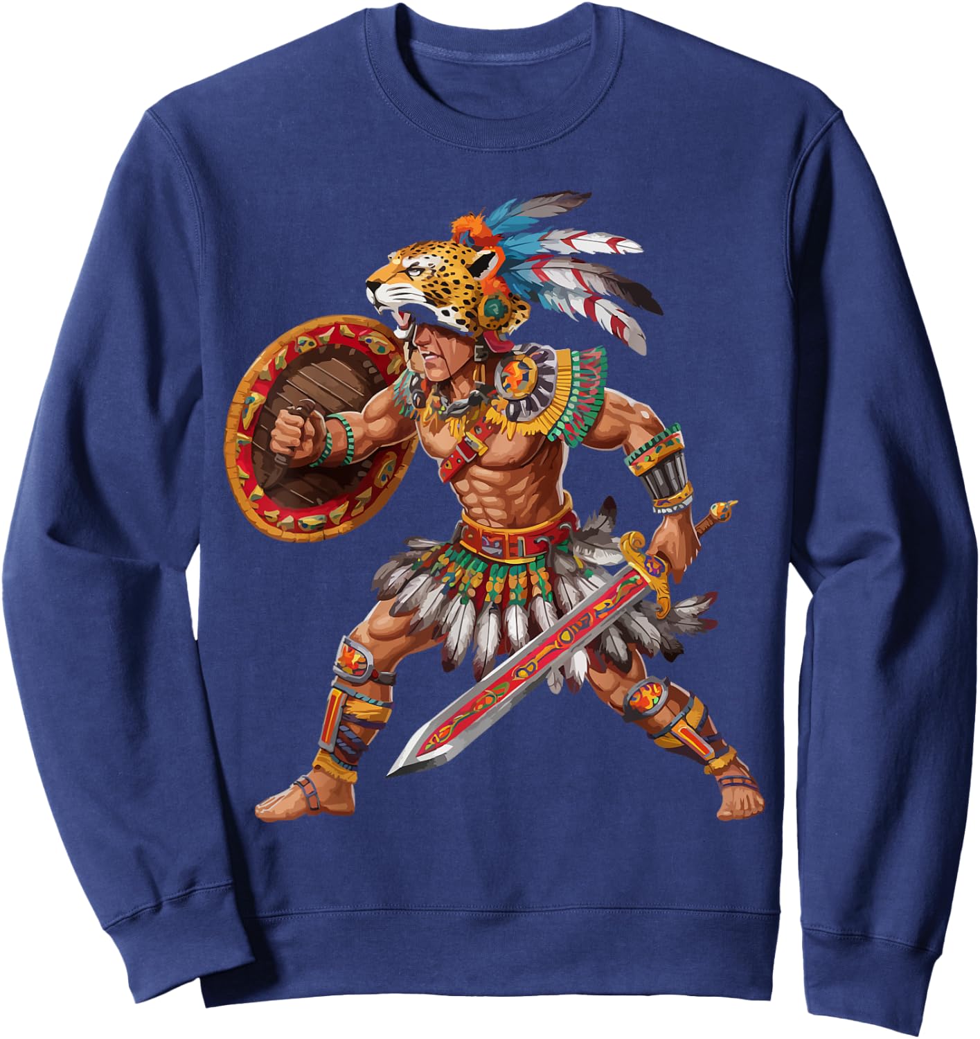 Aztec Jaguar Warrior Aztec Culture Mayan Indigenous Sweatshirt - Sweatshirt | Navy