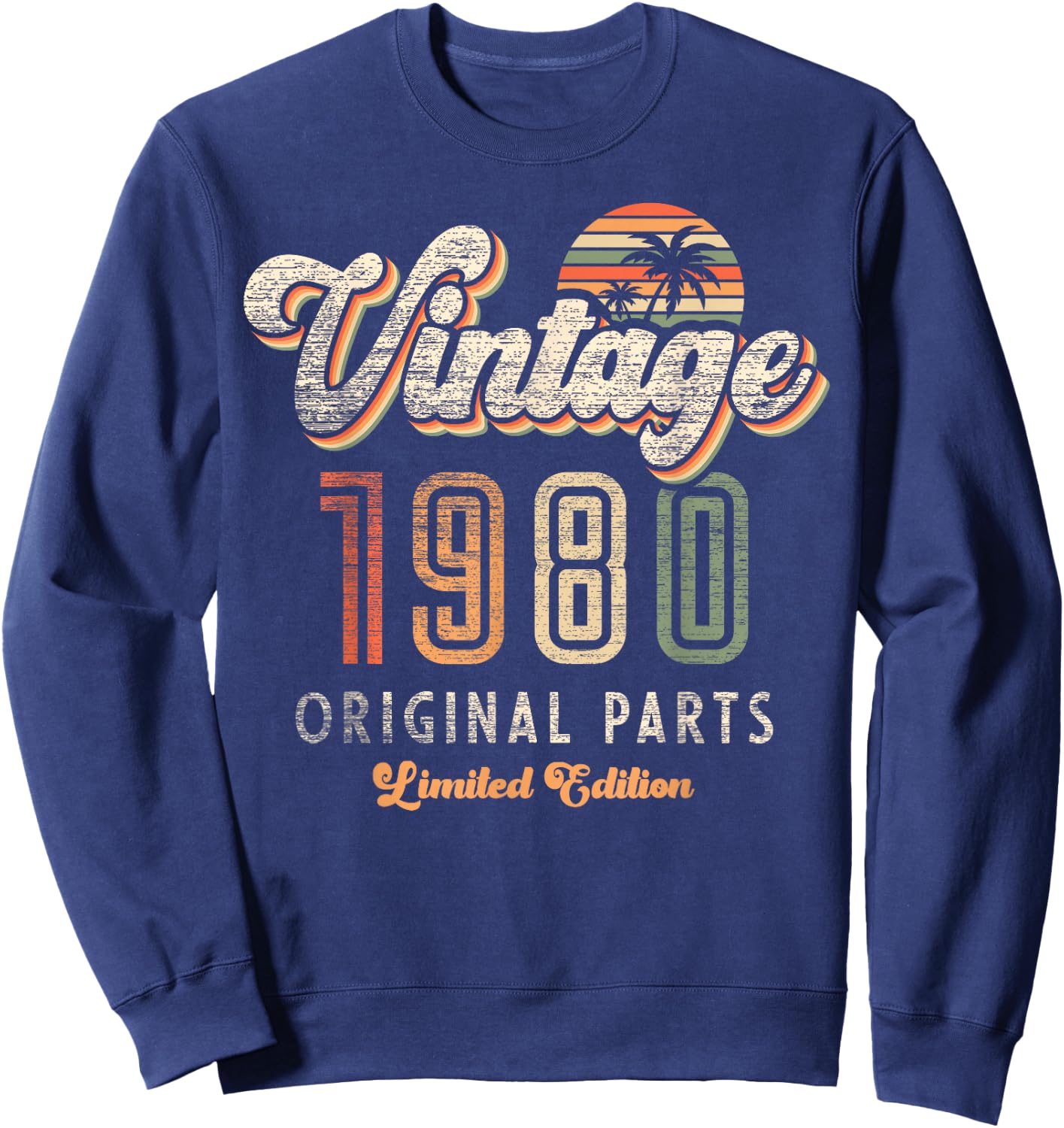 Vintage 1980 Limited Edition 45th Anniversary Palm Retro Sweatshirt - Sweatshirt | Navy