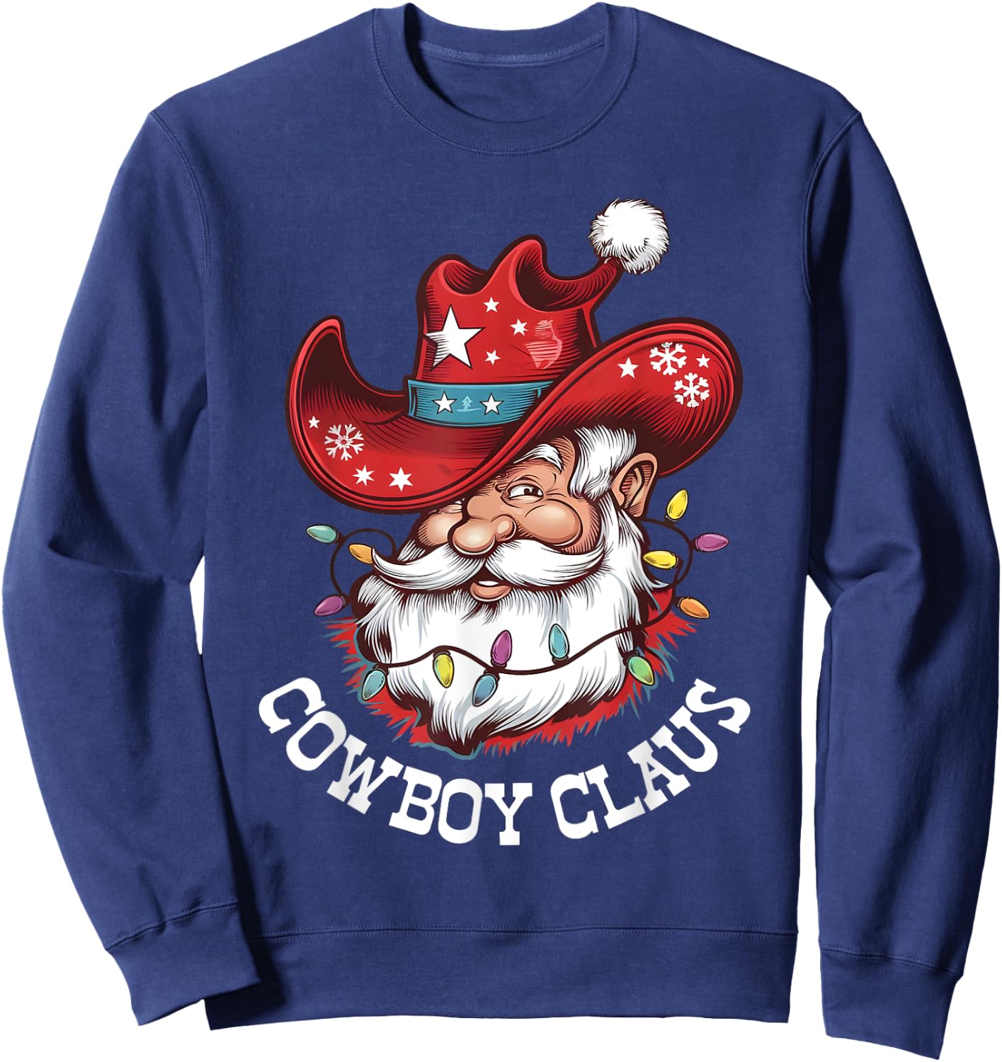 Cowboy Claus Cowboy Santa Hat Xmas Christmas Western Style Sweatshirt - Sweatshirt | Navy