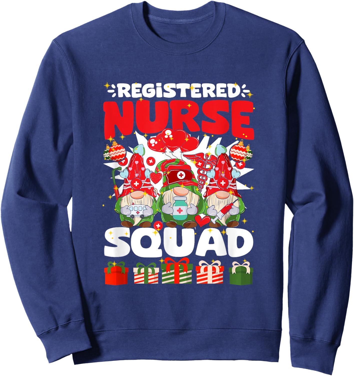 Registered Nurse Squad RN Gnomies Nursing Nurse Gnome Sweatshirt - Sweatshirt | Navy
