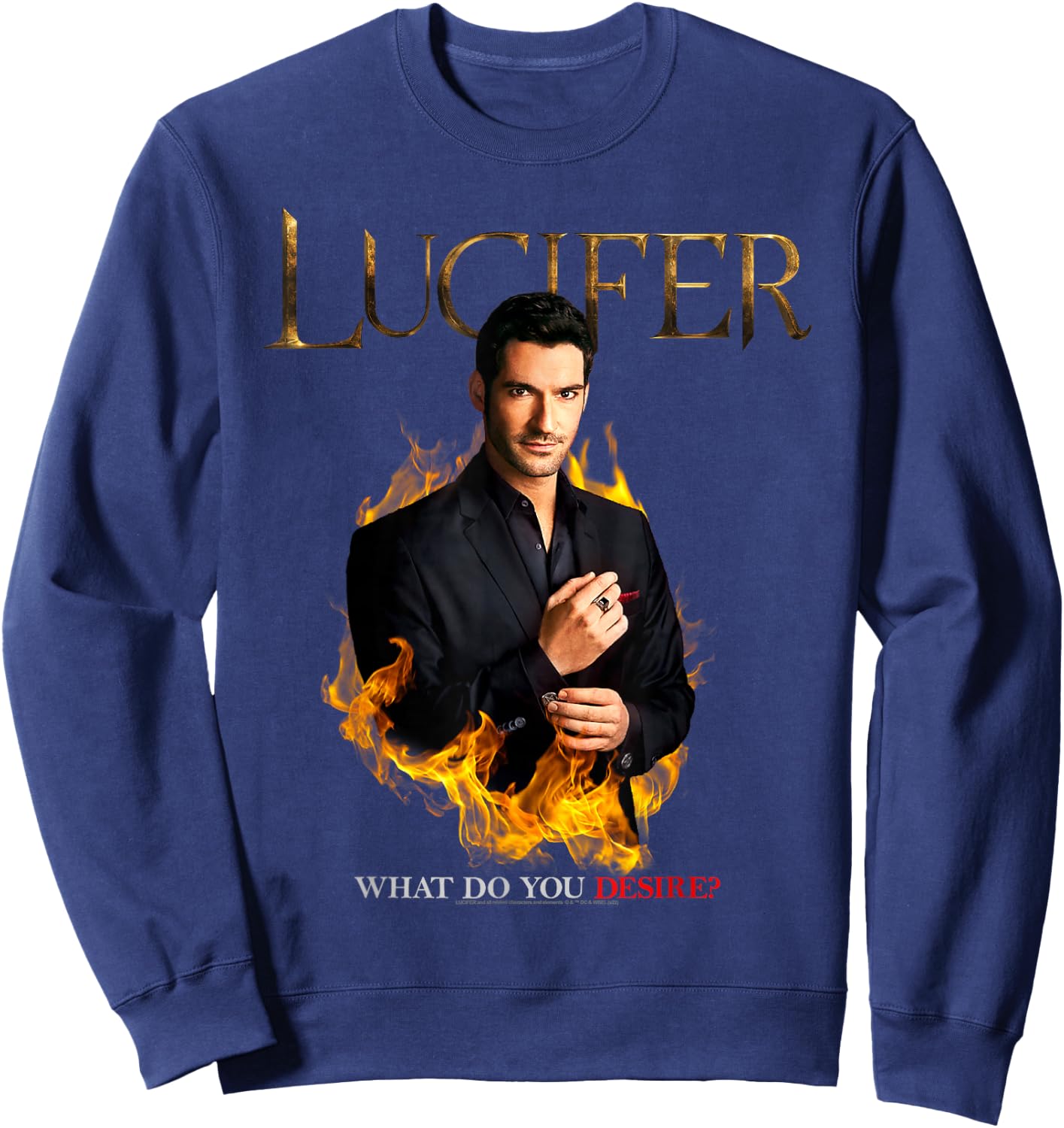 Lucifer What Do You Desire? , black Sweatshirt - Sweatshirt | Navy