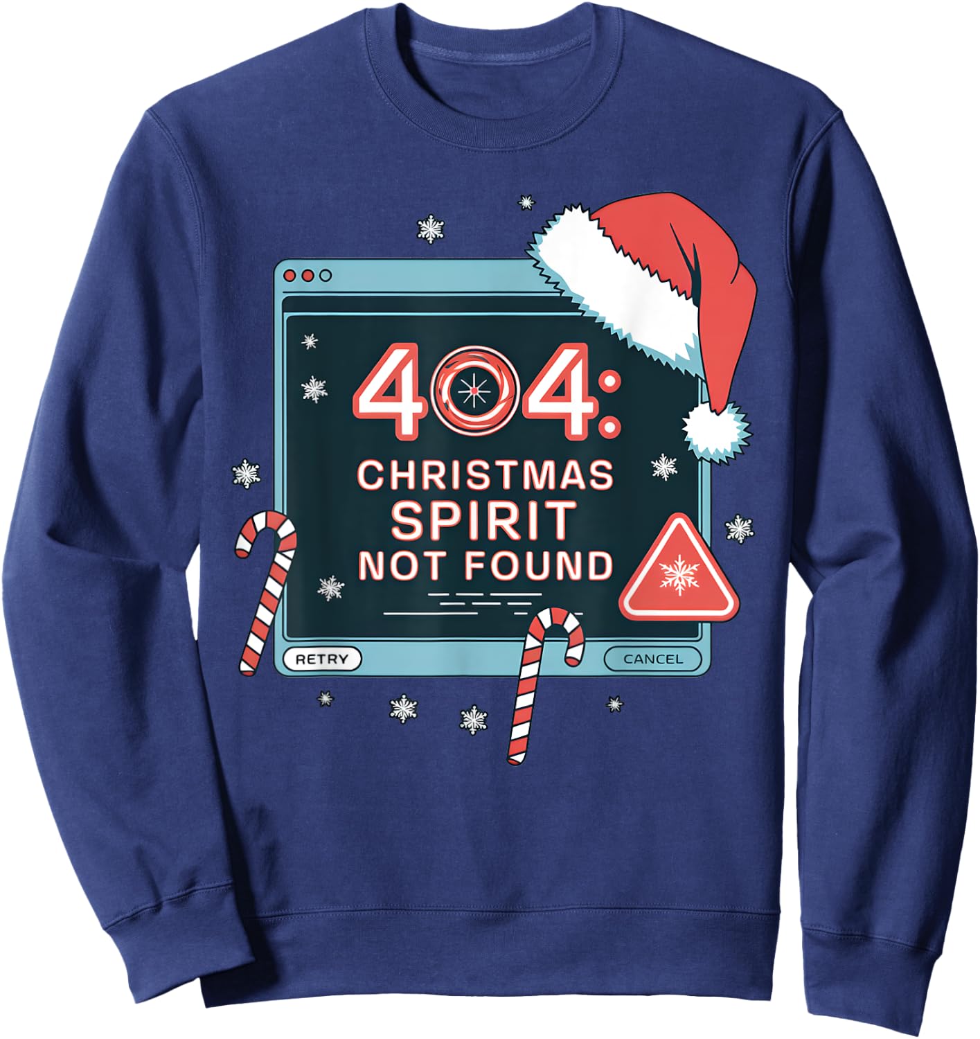 404 Error Christmas Spirit Not Found Tech Support IT Geeks Sweatshirt - Sweatshirt | Navy