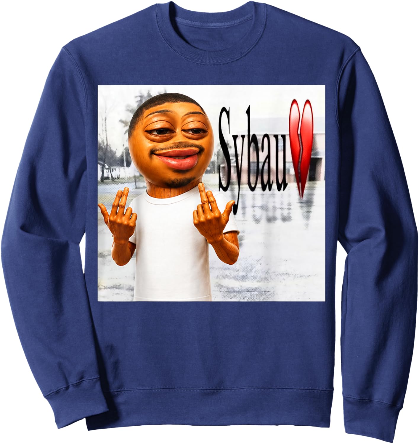 Funny Tung Tung Flight SYBAU Tuff Brainrot Meme Sweatshirt - Sweatshirt | Navy