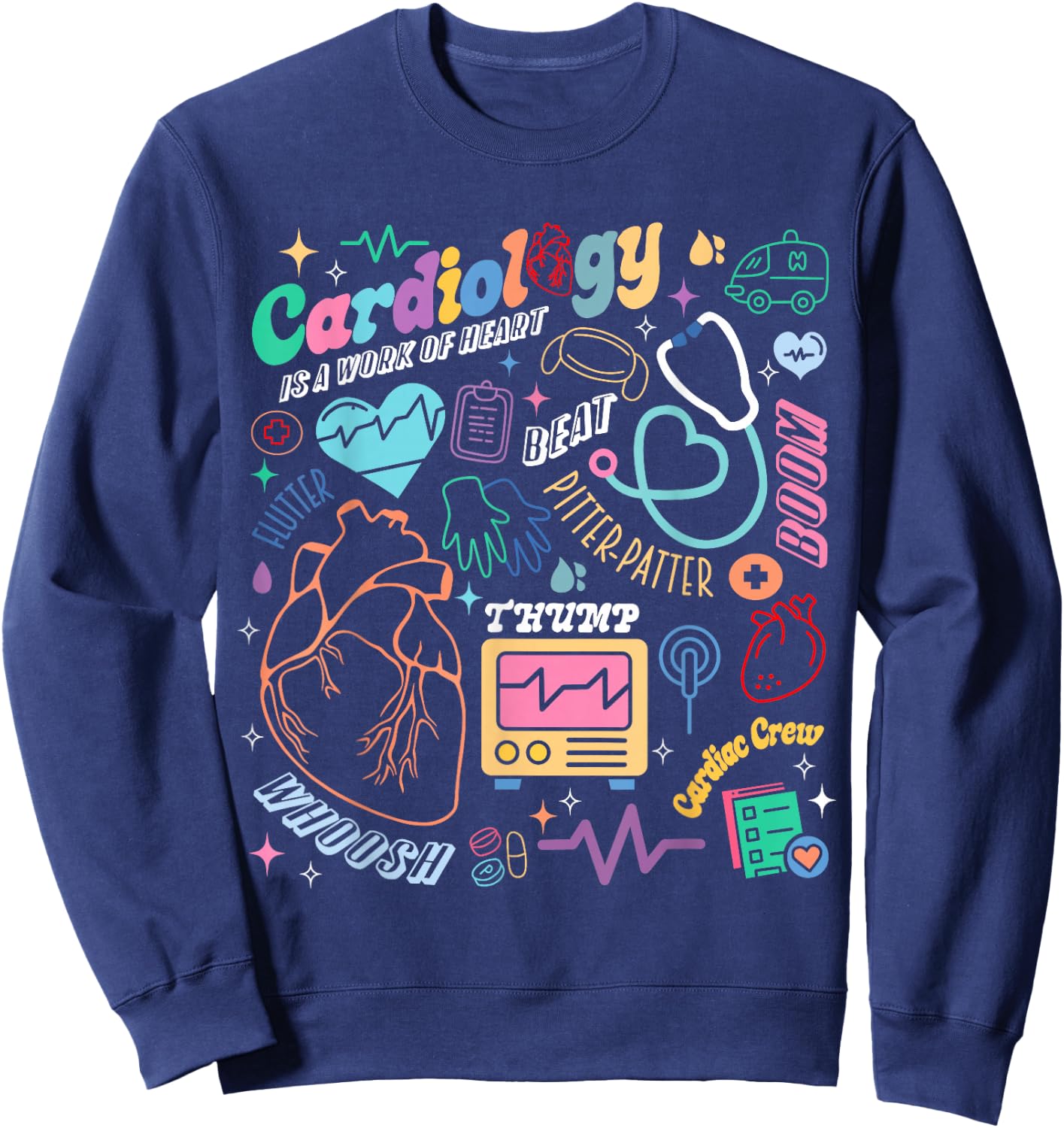 CVICU Cardiac Nurse Retro Anatomy Cardiology Human Heart RN Sweatshirt - Sweatshirt | Navy