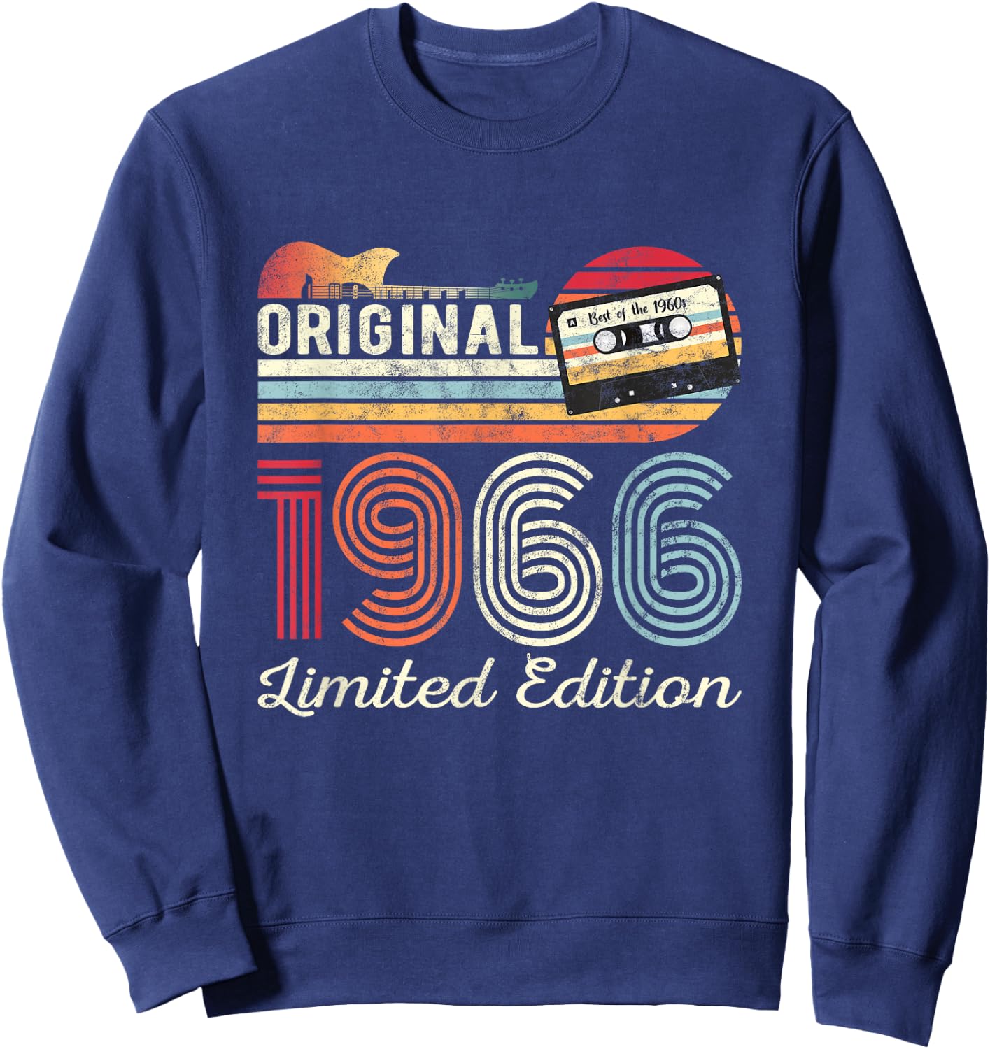 Original 1966 Geburtstag Gitarren Musiker Kassette Tape Sweatshirt - Sweatshirt | Navy
