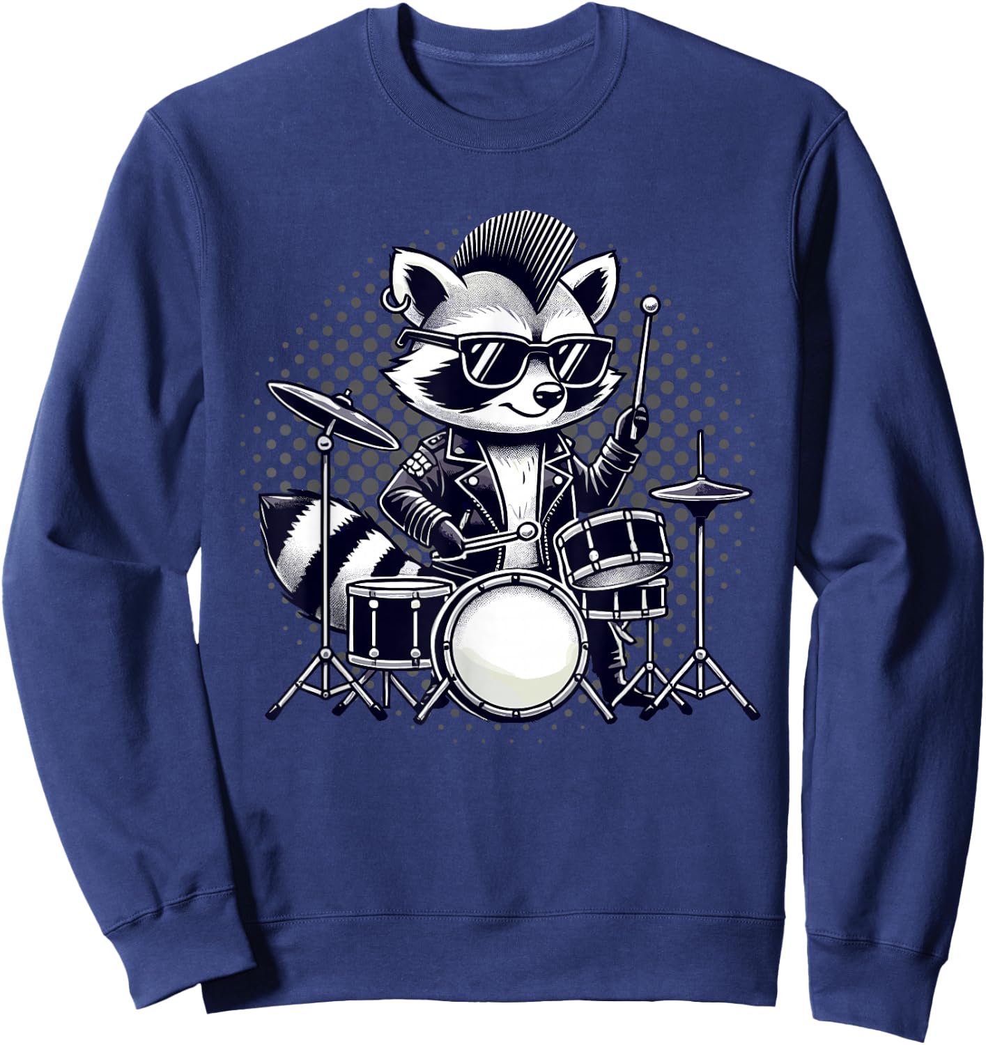 Drummer & Drums | Musician, Music | Boys, Funny Raccoon , Black, S Sweatshirt - Sweatshirt | Navy