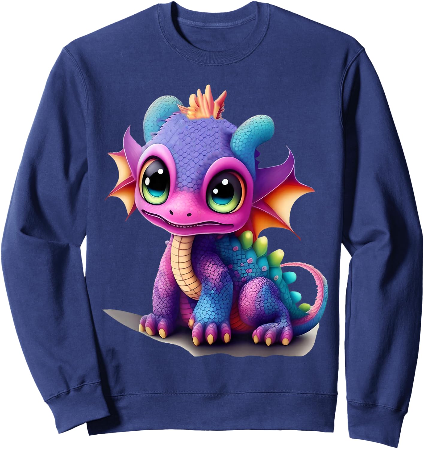 Girls Boys Dragon Dino Children's Colourful Rainbow Colourful Fashion , black Sweatshirt - Sweatshirt | Navy