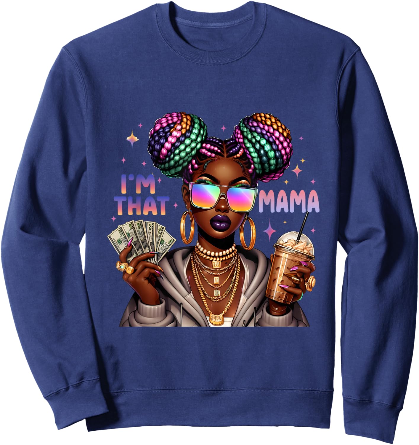 African American Melanin I'm That Mama Afro Queen Sweatshirt - Sweatshirt | Navy