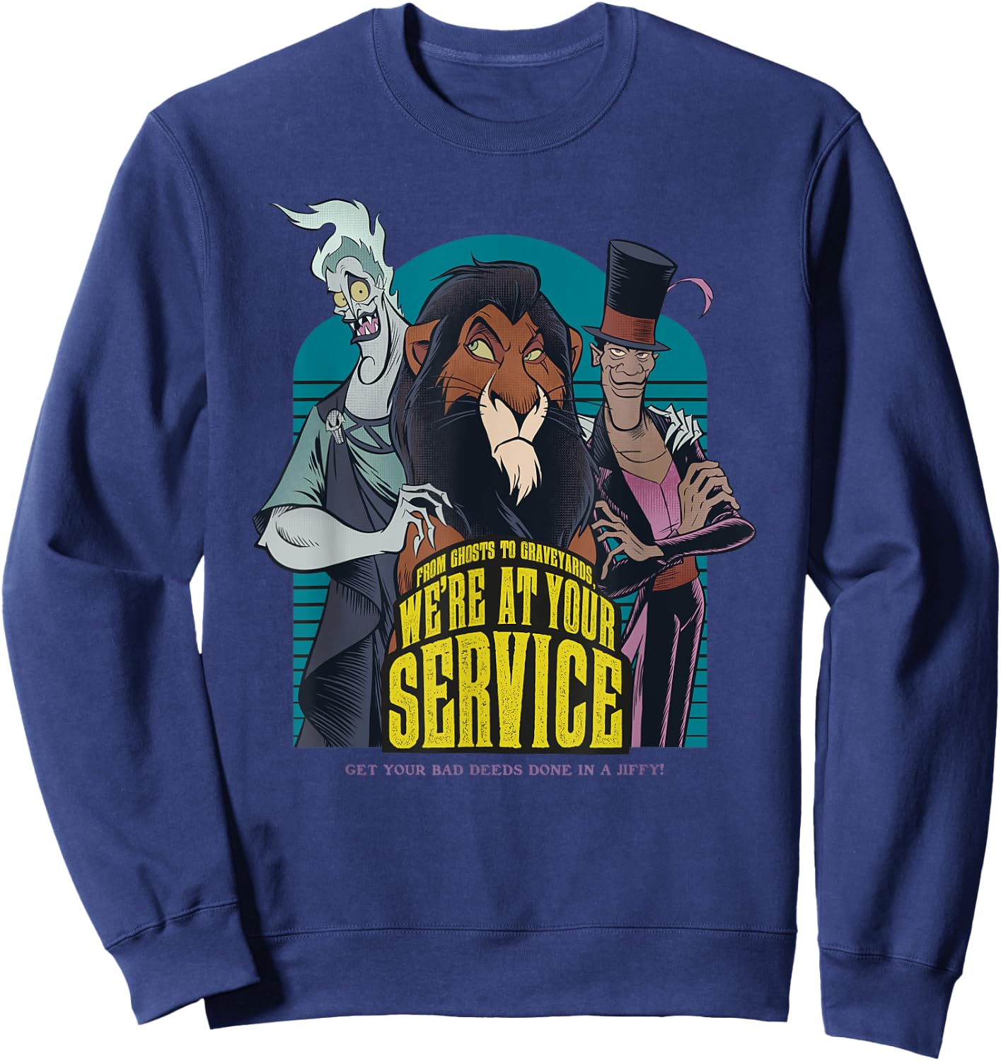 Villains Scar Hades Doctor Facilier Poster , Black, S Sweatshirt - Sweatshirt | Navy