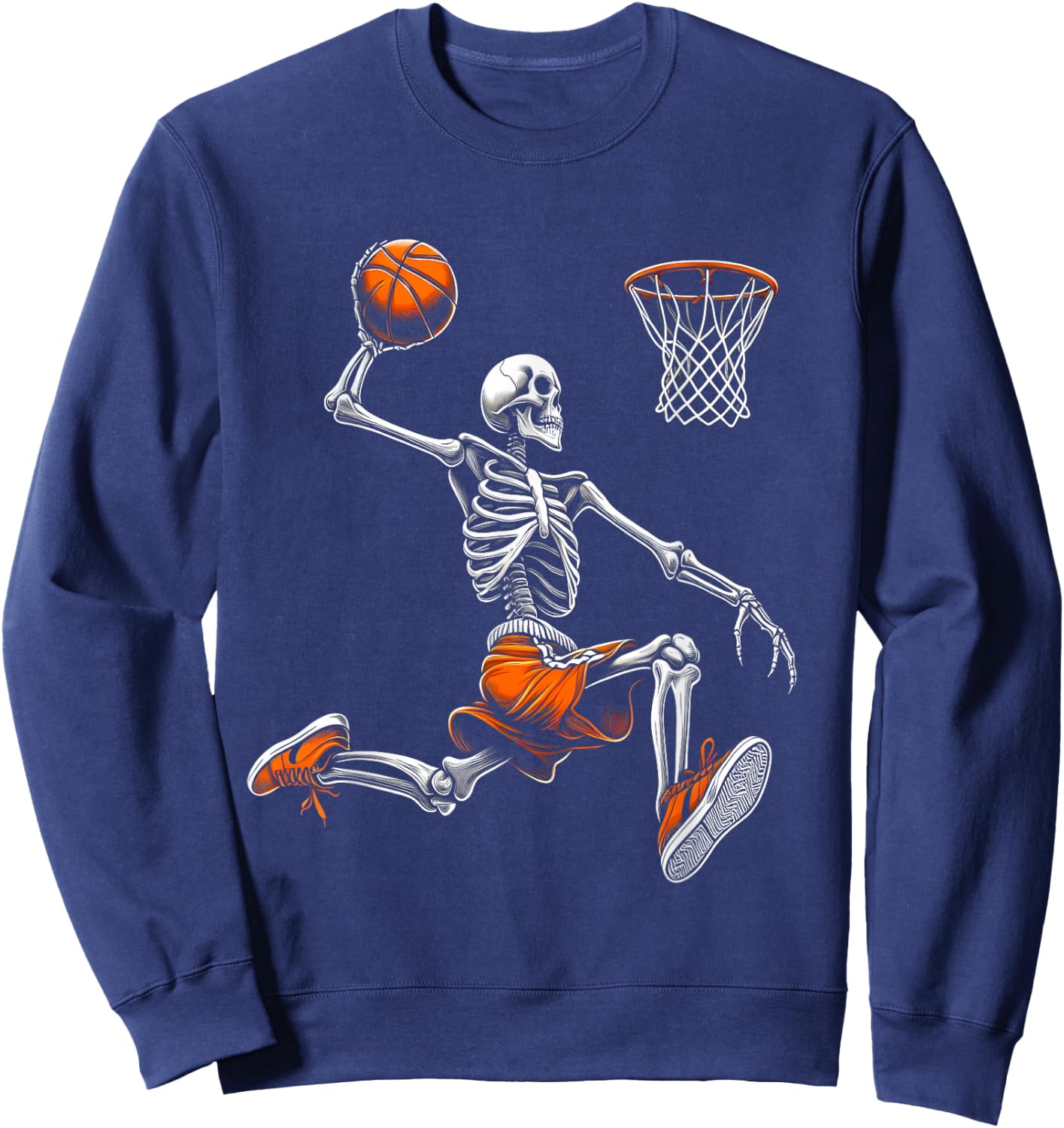 Skeleton Dunking Basketball Funny Sports Lover Sweatshirt - Sweatshirt | Navy